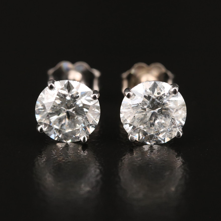 18K 3.10 CTW Diamond Stud Earrings with GIA eReport