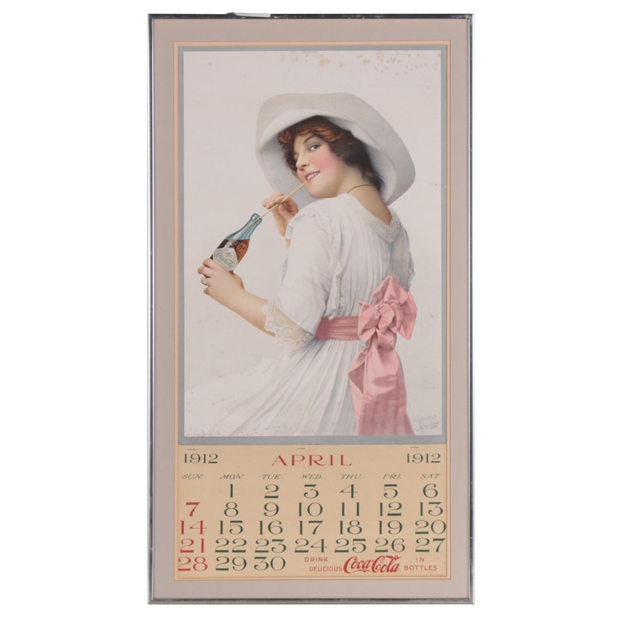 Framed 1912 Coca-Cola Bottler's Calendar