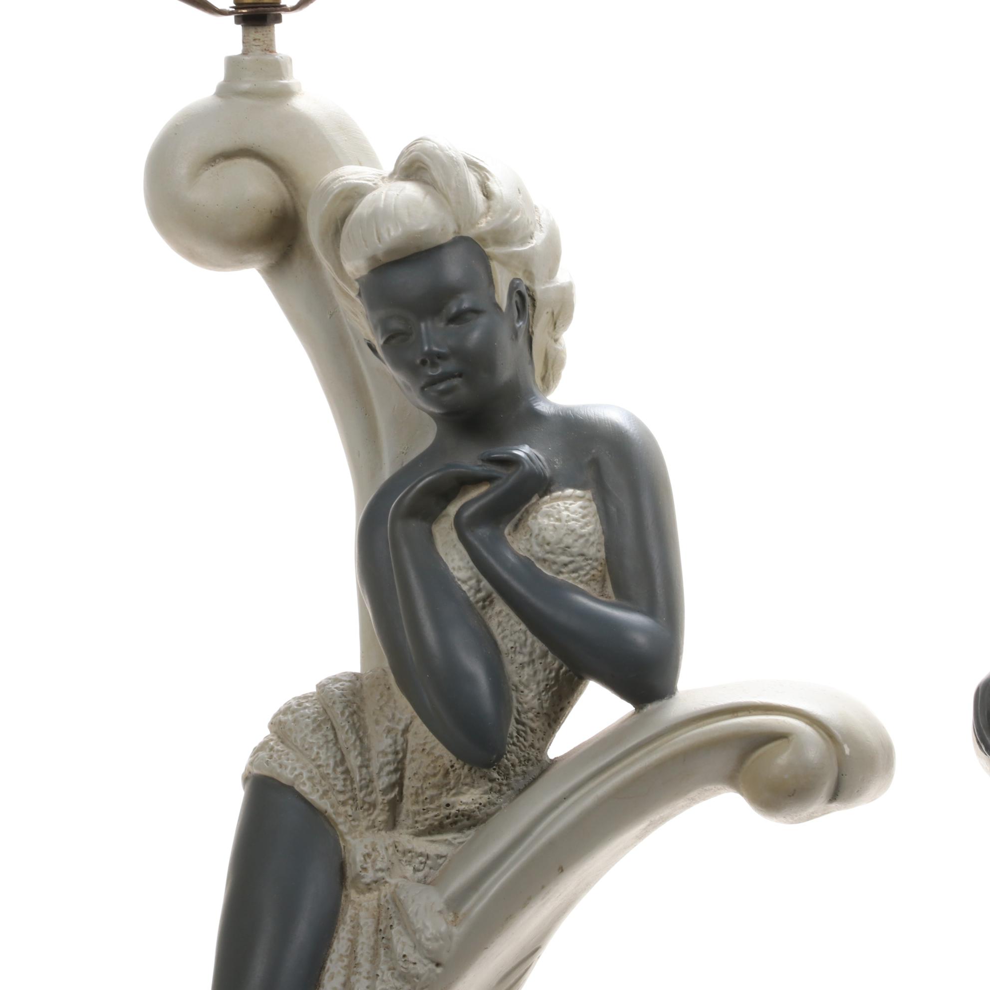 Continental Art Co. Chalkware Figural Table Lamps,1951