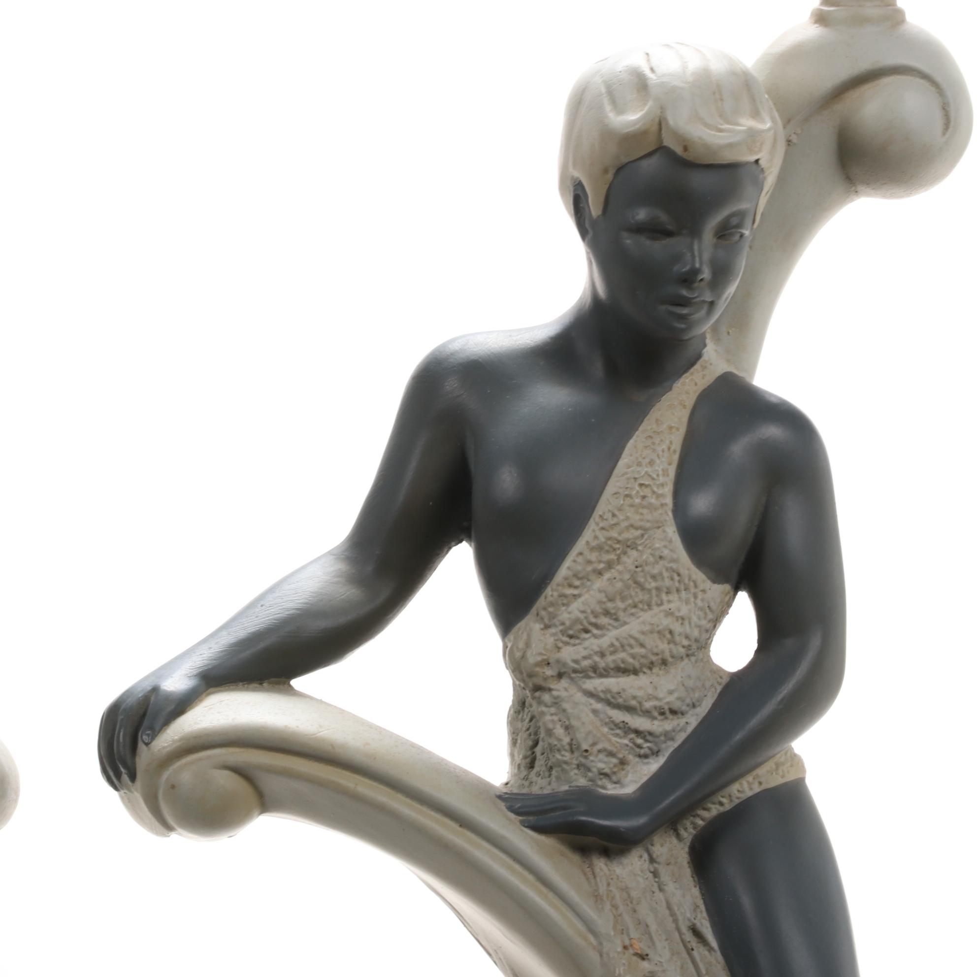 Continental Art Co. Chalkware Figural Table Lamps,1951