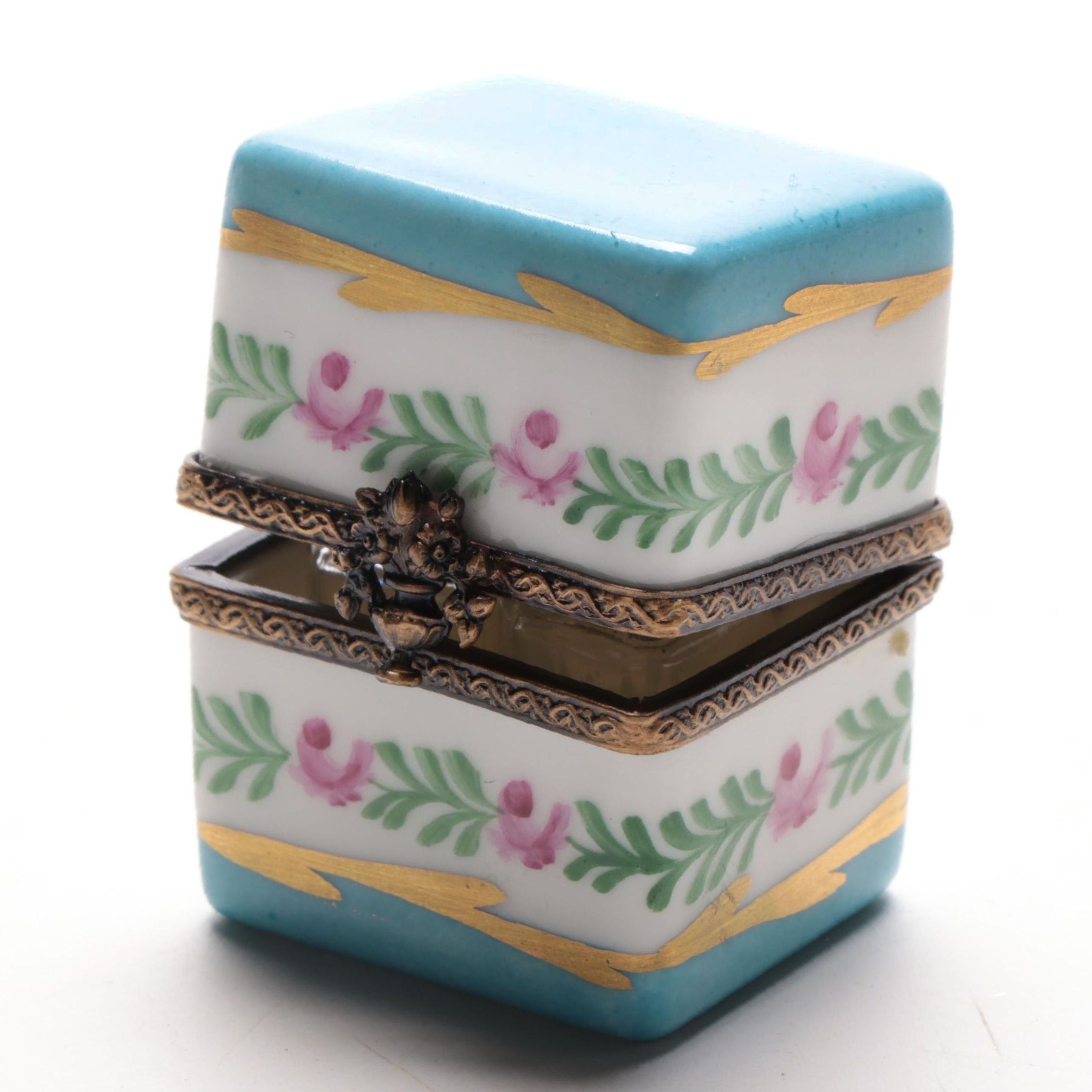 Hand-Painted Porcelain Perfume Bottle Limoges Box with Small Perfume Bottles