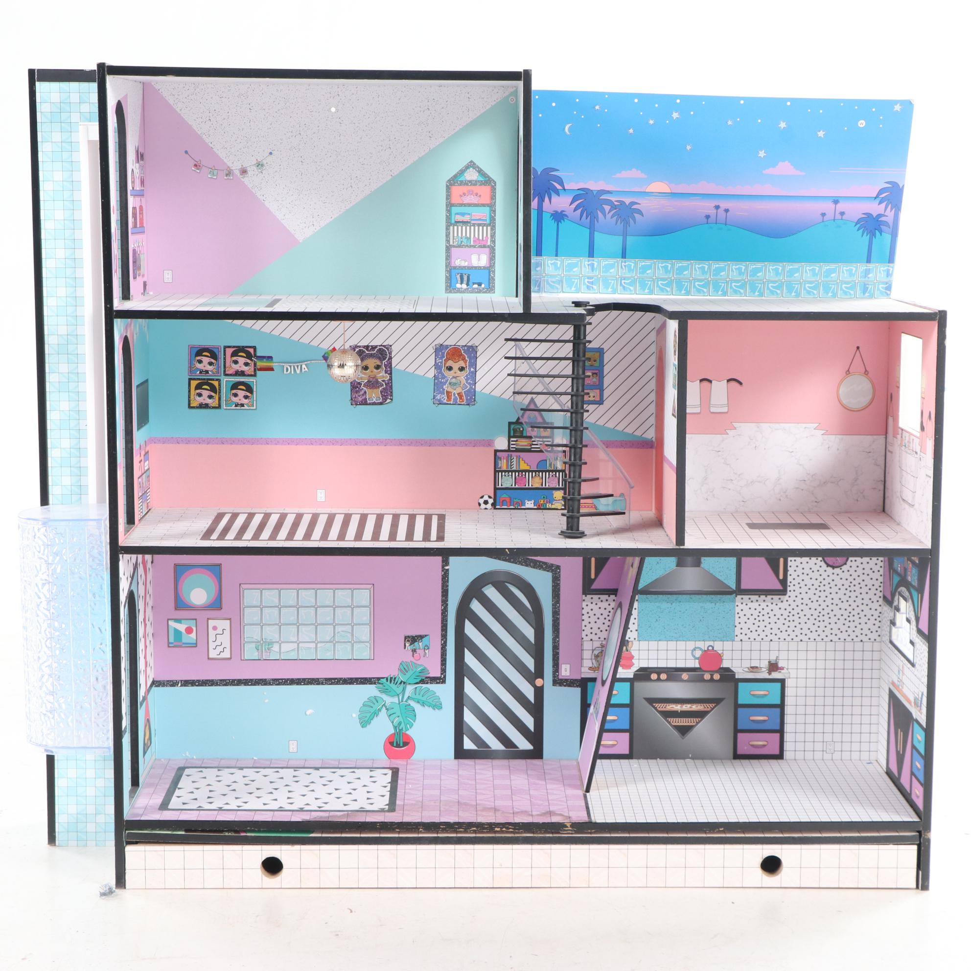LOL Dolls "O.M.G. House" Wooden Playhouse with Accessories and Dolls