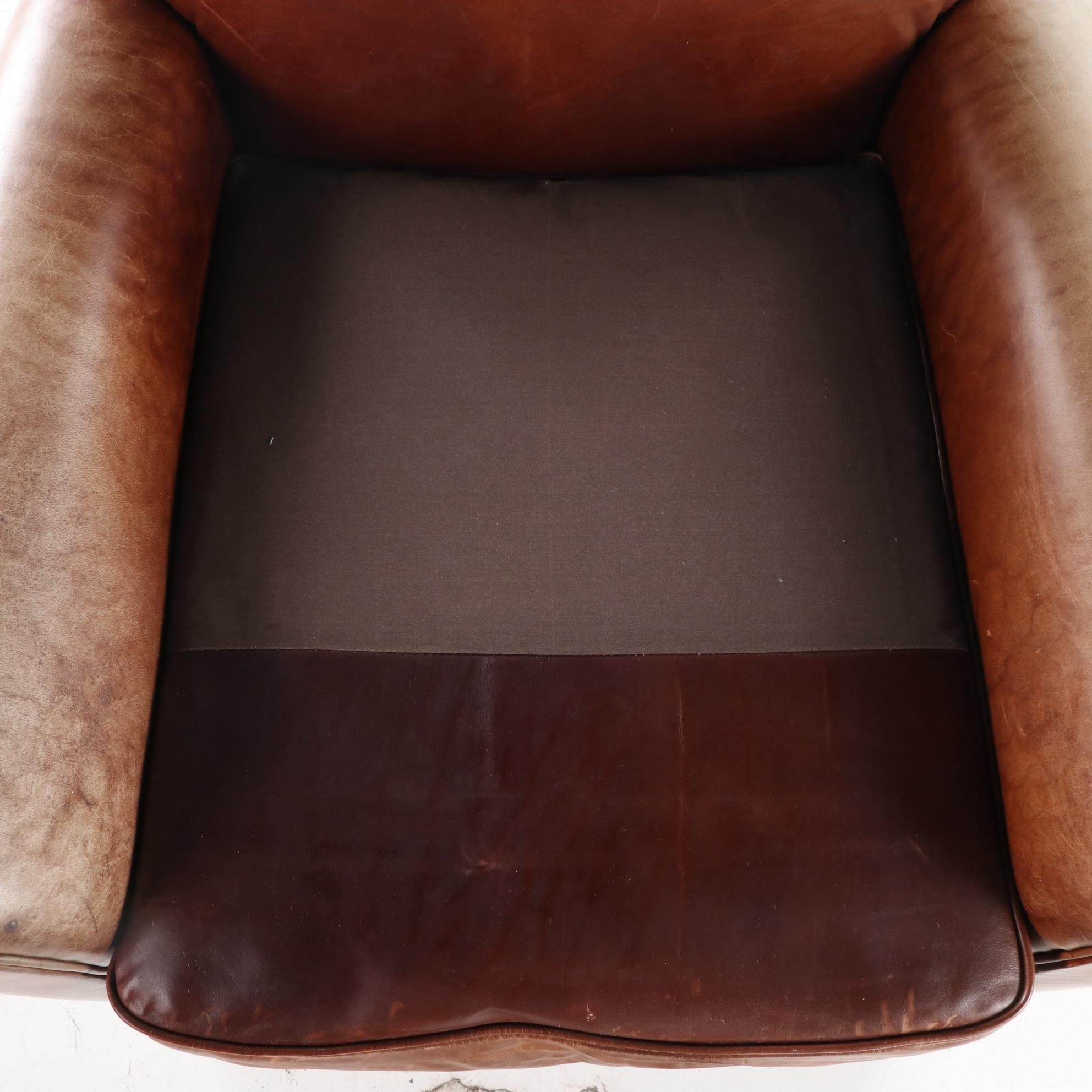 Mitchell Gold for Pottery Barn Art Deco Style Brown Leather Club Chair