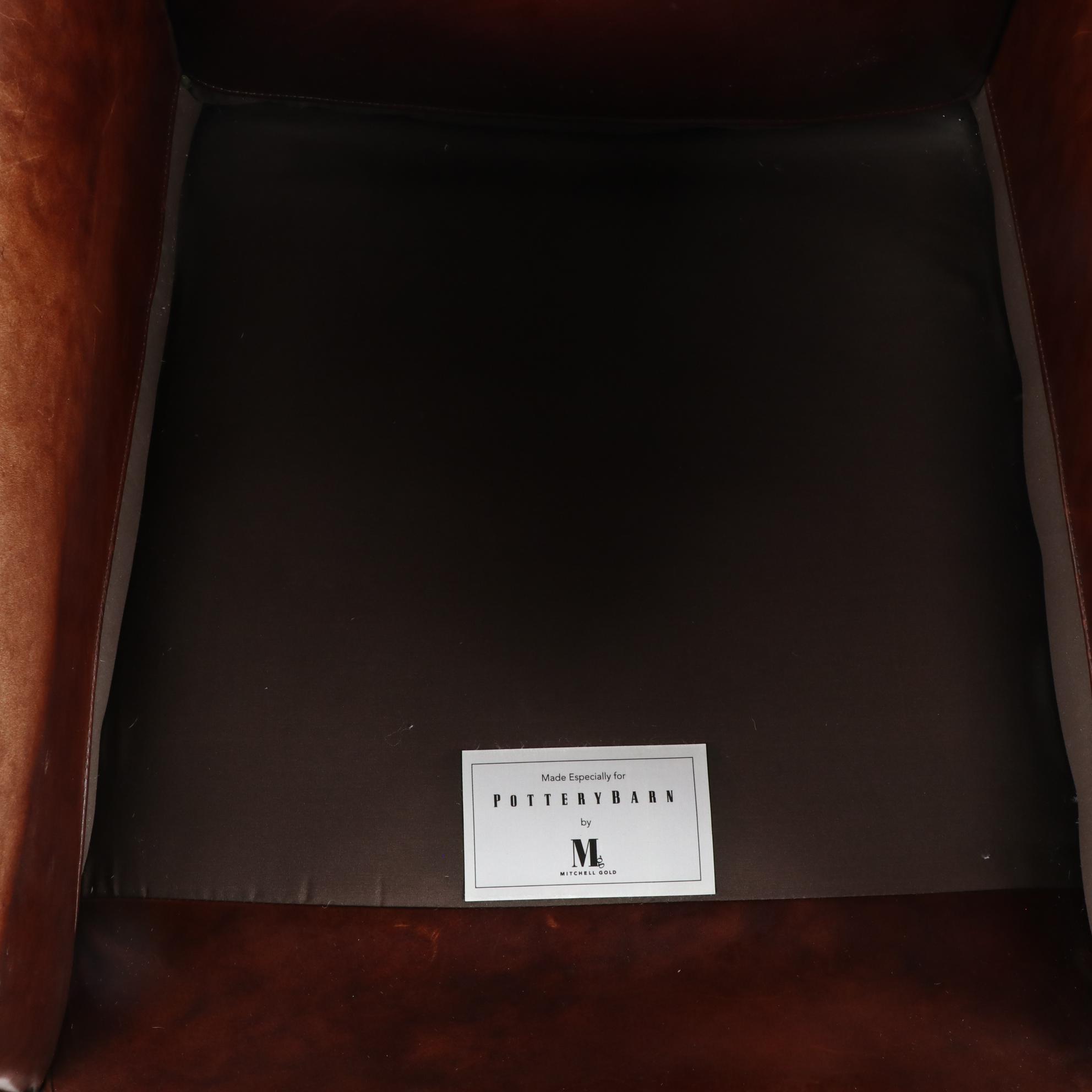 Mitchell Gold for Pottery Barn Art Deco Style Brown Leather Club Chair