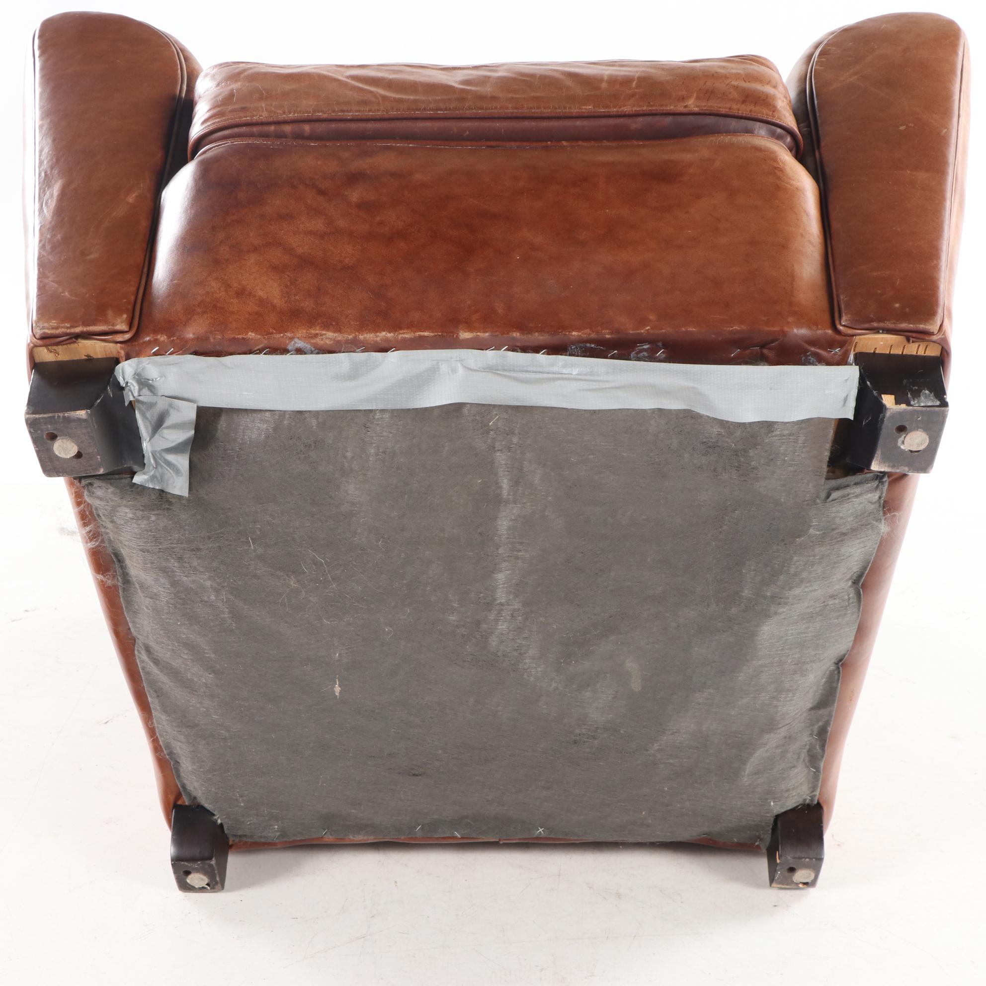 Mitchell Gold for Pottery Barn Art Deco Style Brown Leather Club Chair