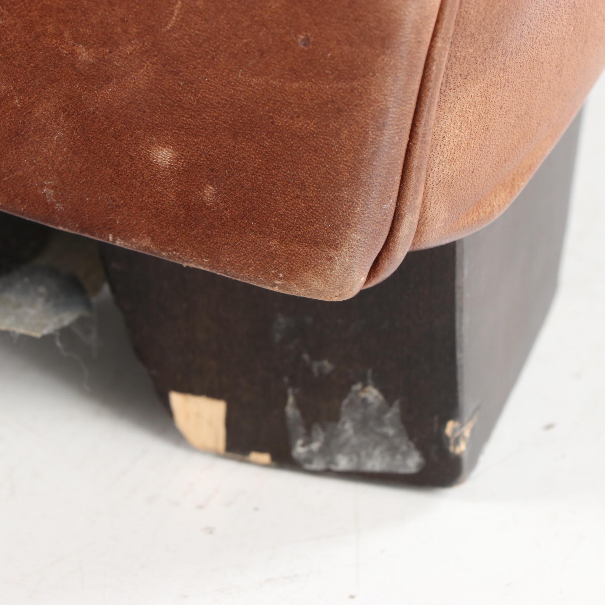 Mitchell Gold for Pottery Barn Art Deco Style Brown Leather Club Chair