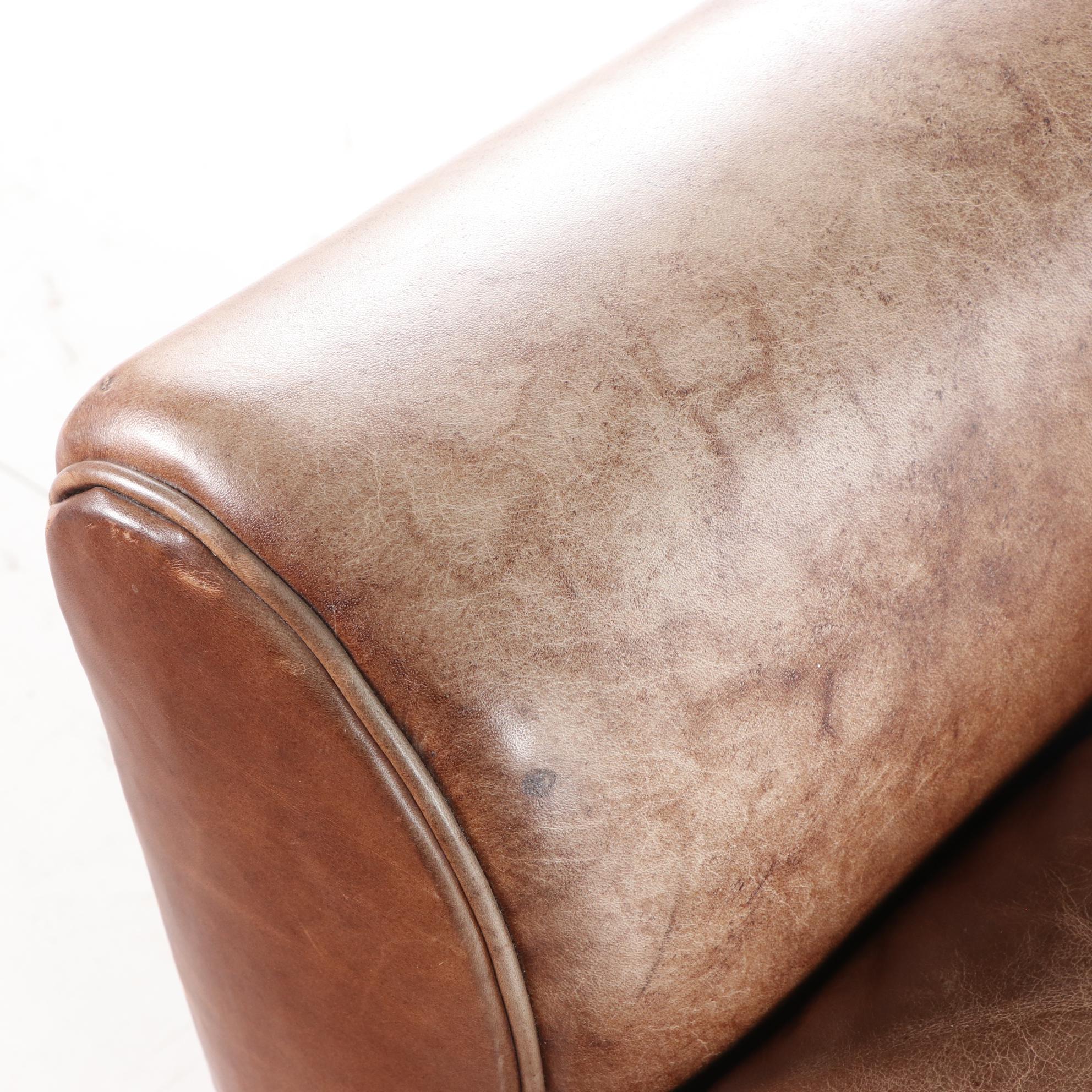 Mitchell Gold for Pottery Barn Art Deco Style Brown Leather Club Chair