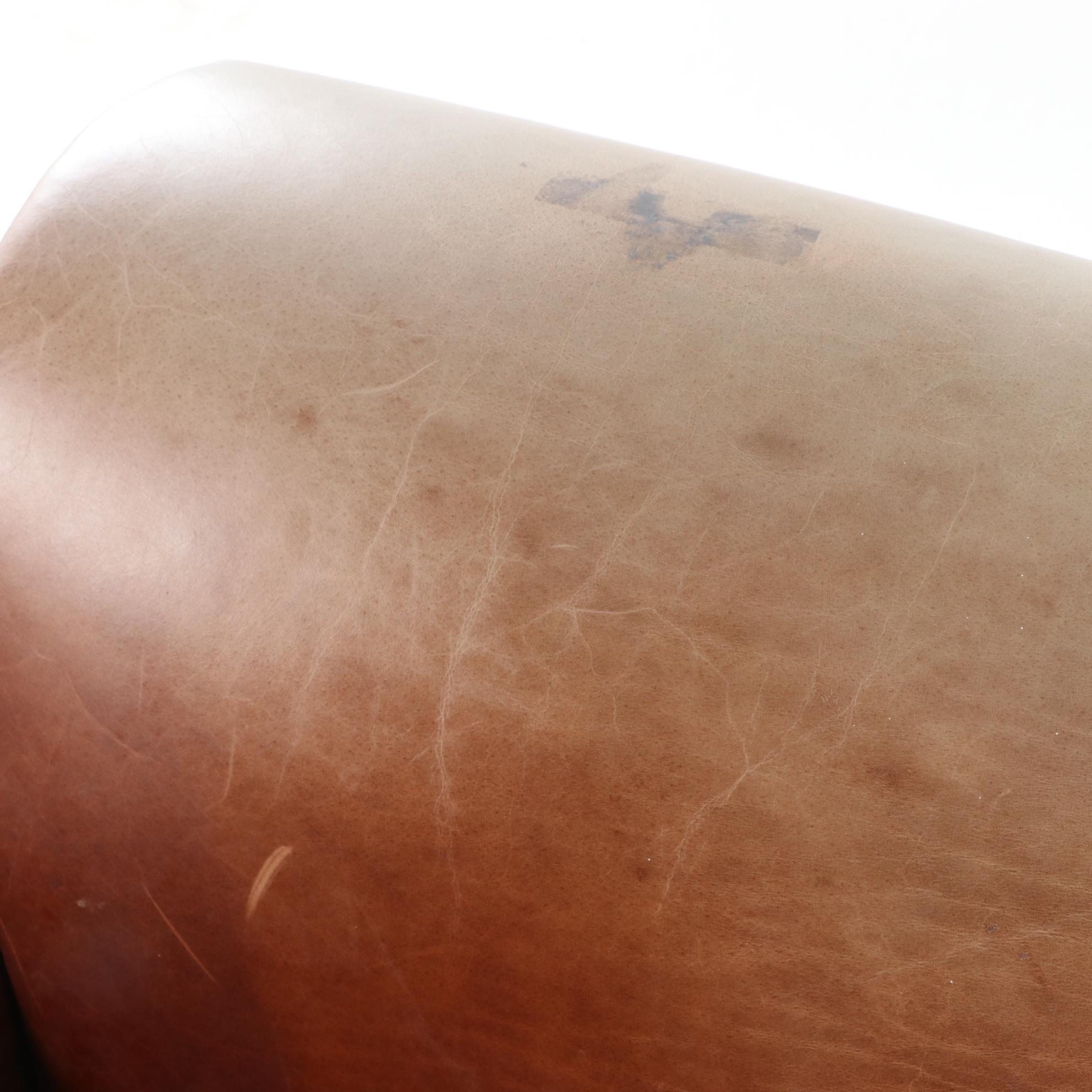 Mitchell Gold for Pottery Barn Art Deco Style Brown Leather Club Chair