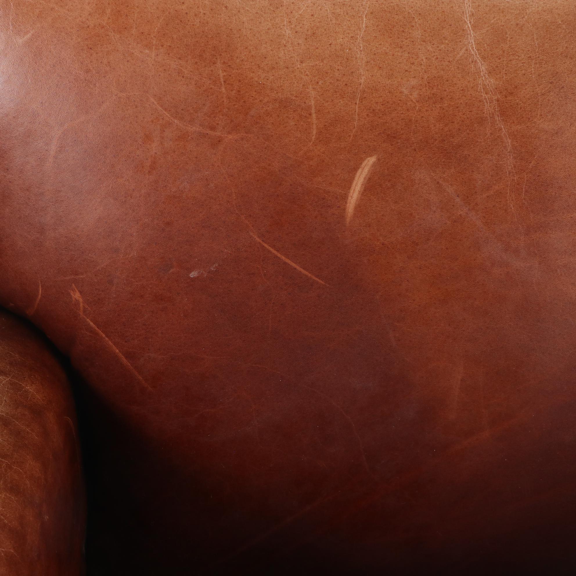 Mitchell Gold for Pottery Barn Art Deco Style Brown Leather Club Chair