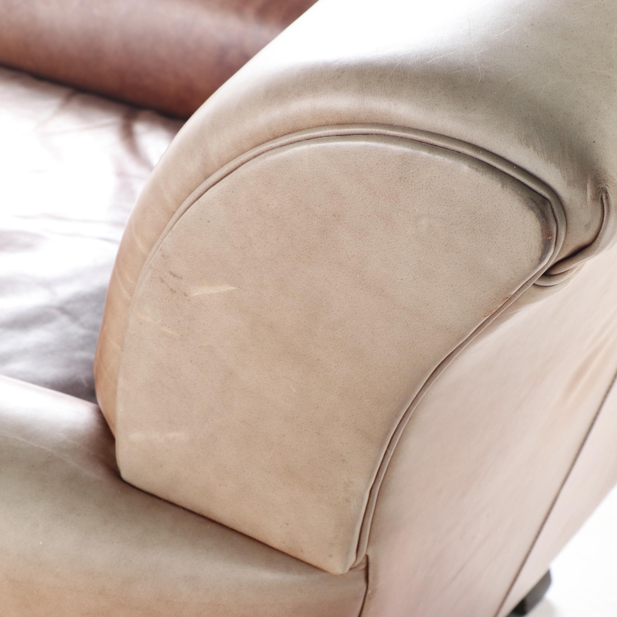 Mitchell Gold for Pottery Barn Art Deco Style Brown Leather Club Chair