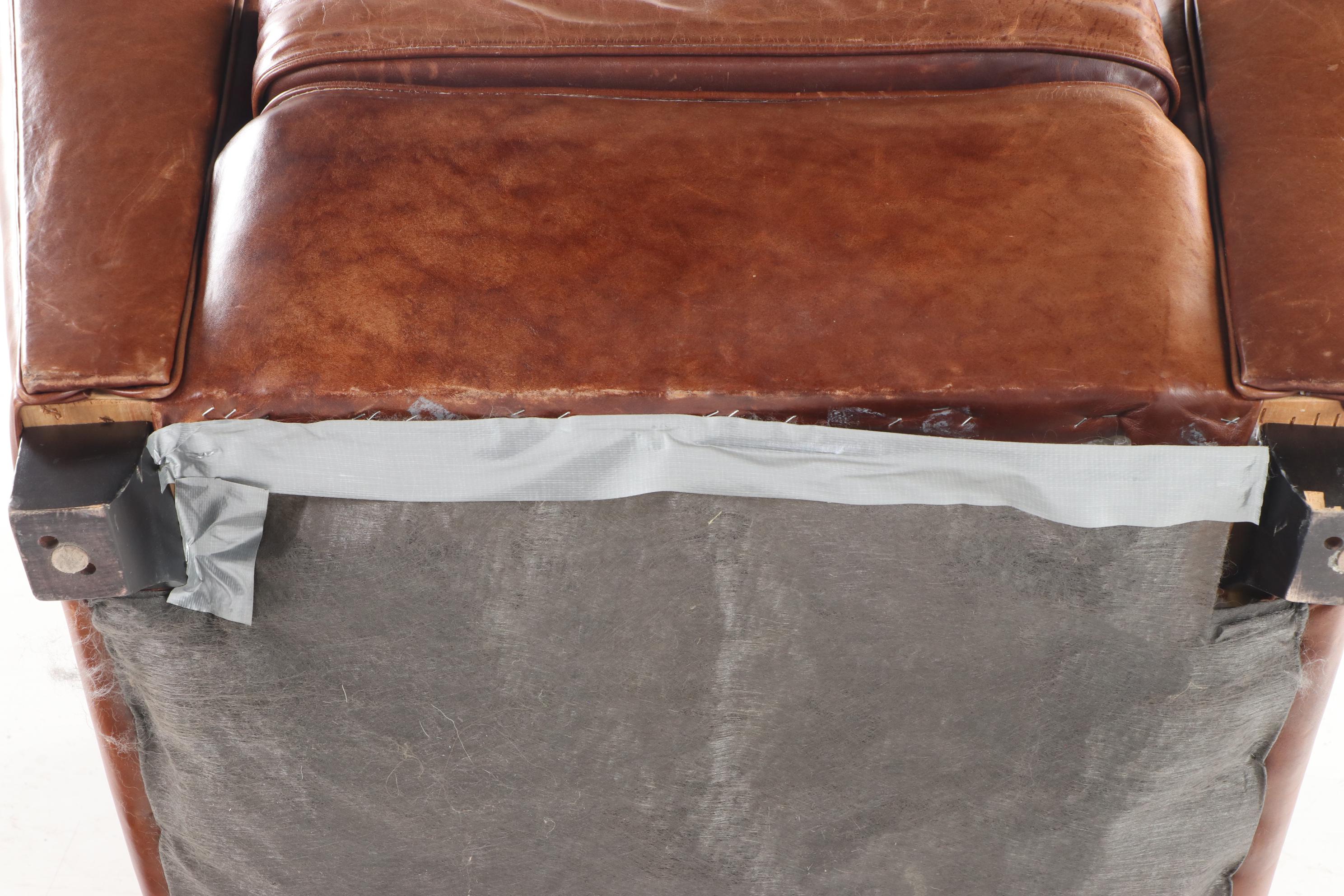 Mitchell Gold for Pottery Barn Art Deco Style Brown Leather Club Chair