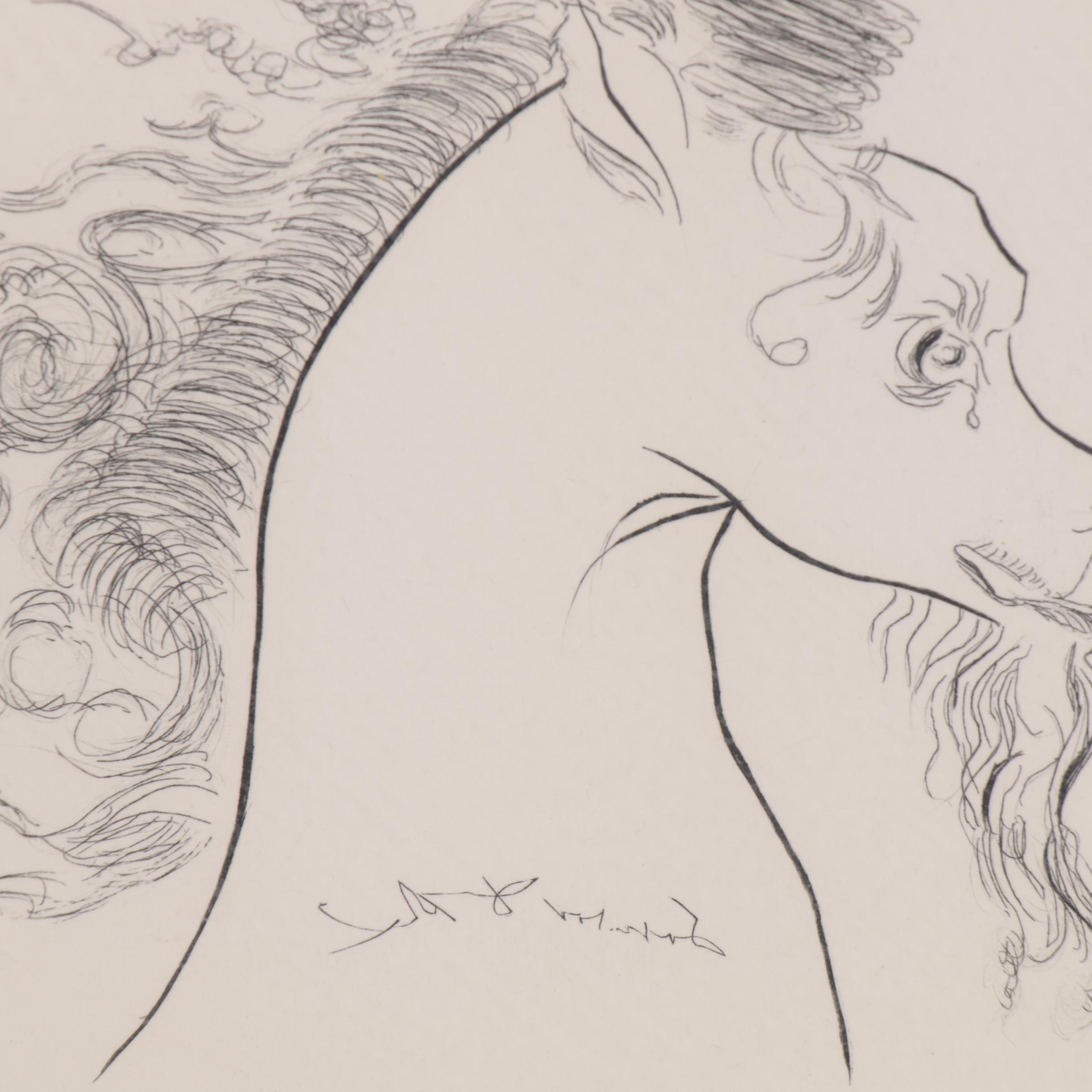 Salvador Dalí Second Edition Etching "The Lady and the Unicorn"