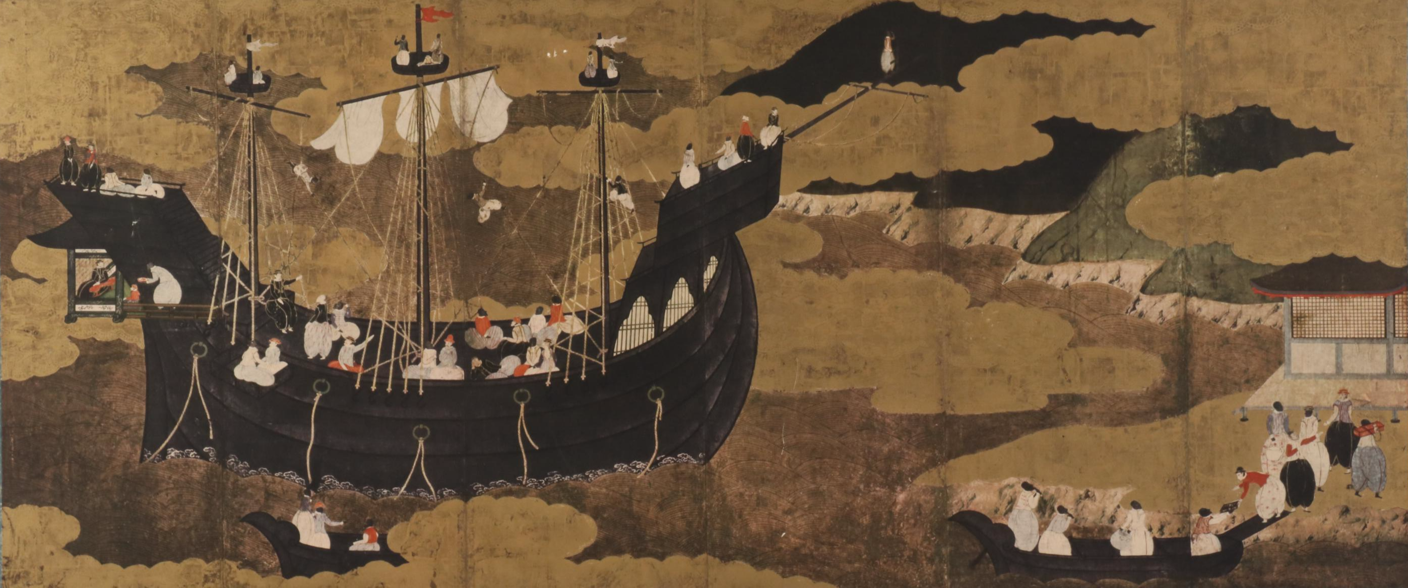 Turner Wall Accessory Reproduction Print of Edo Nanban Screen, Mid 20th Century