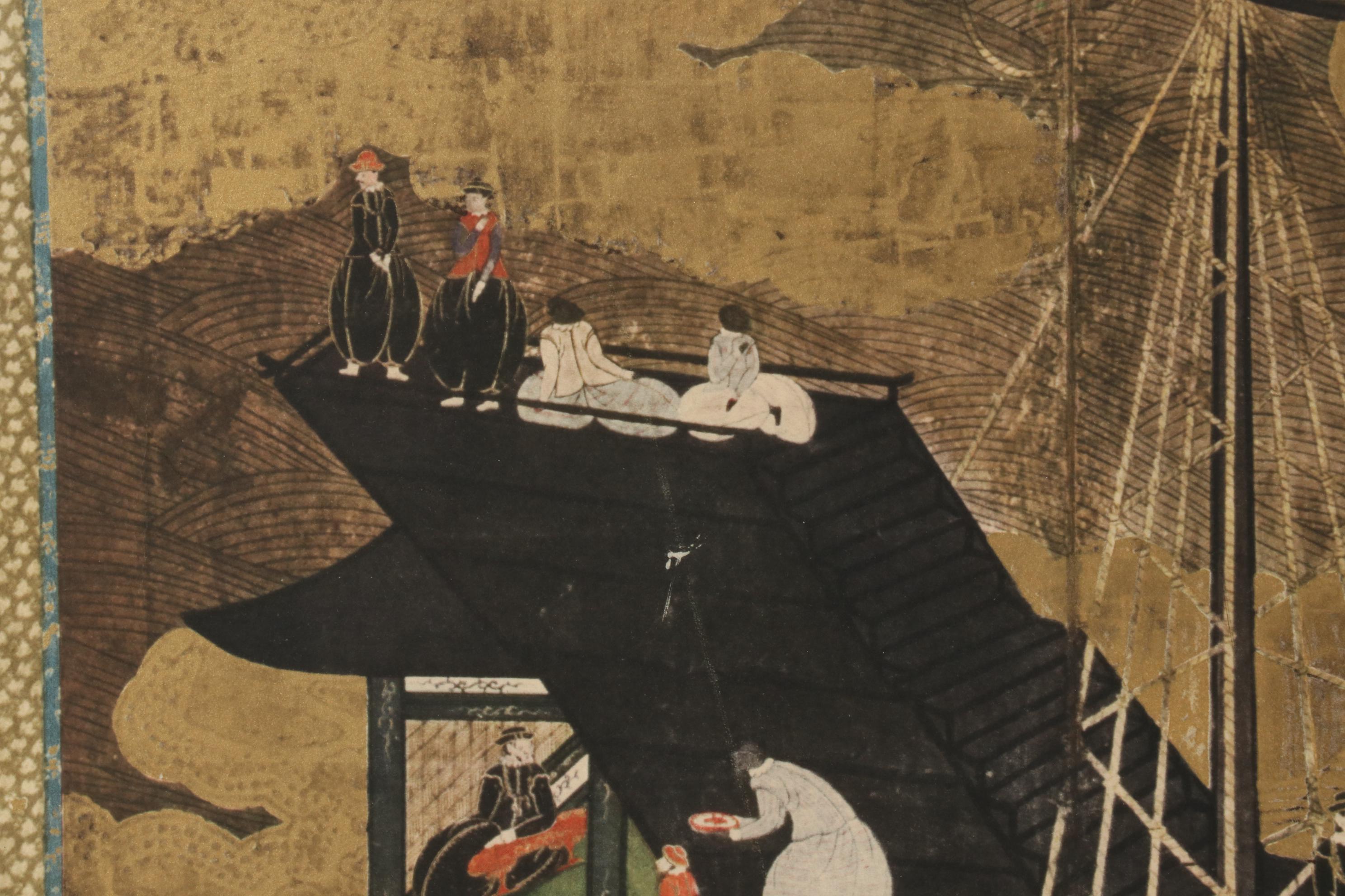 Turner Wall Accessory Reproduction Print of Edo Nanban Screen, Mid 20th Century