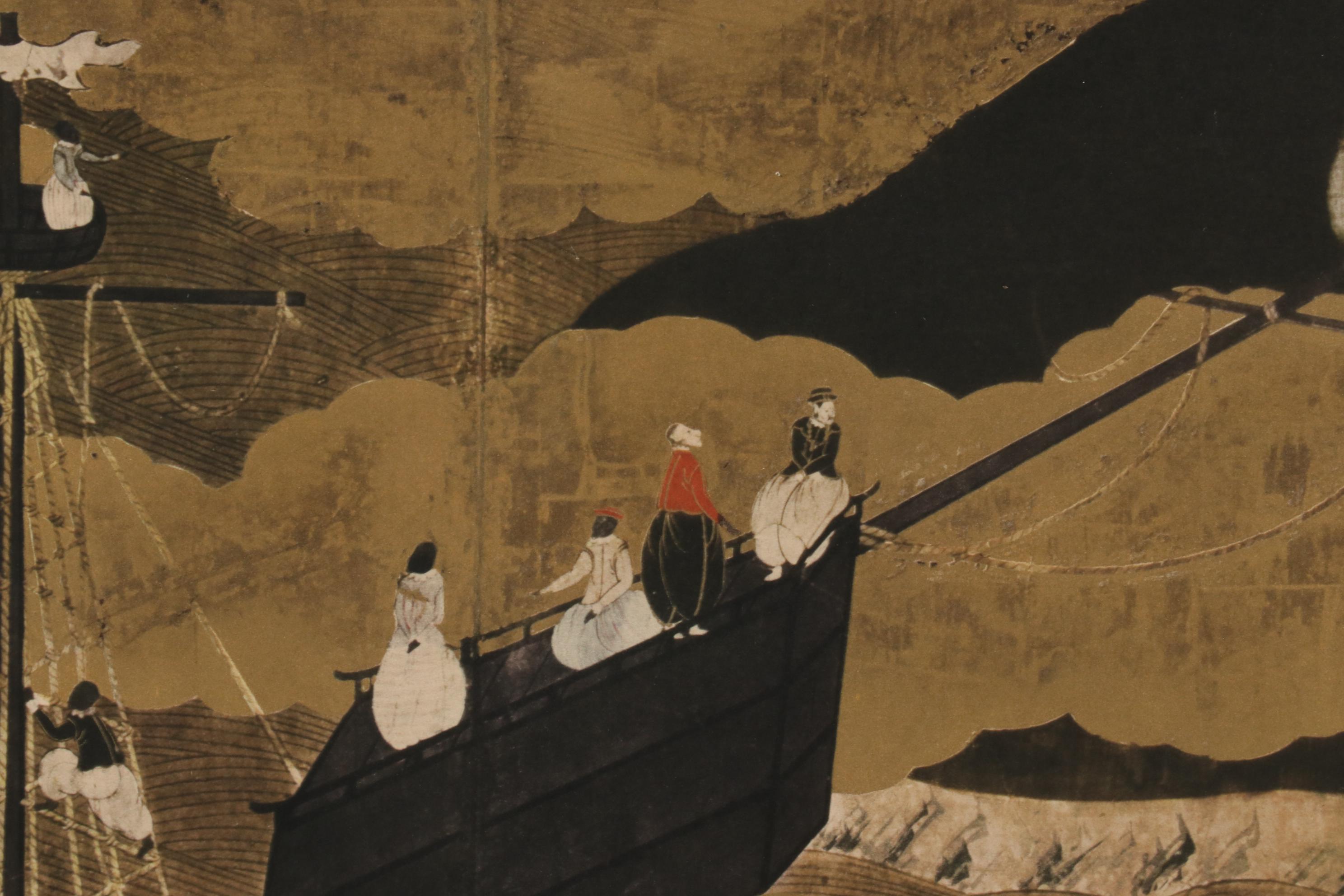 Turner Wall Accessory Reproduction Print of Edo Nanban Screen, Mid 20th Century