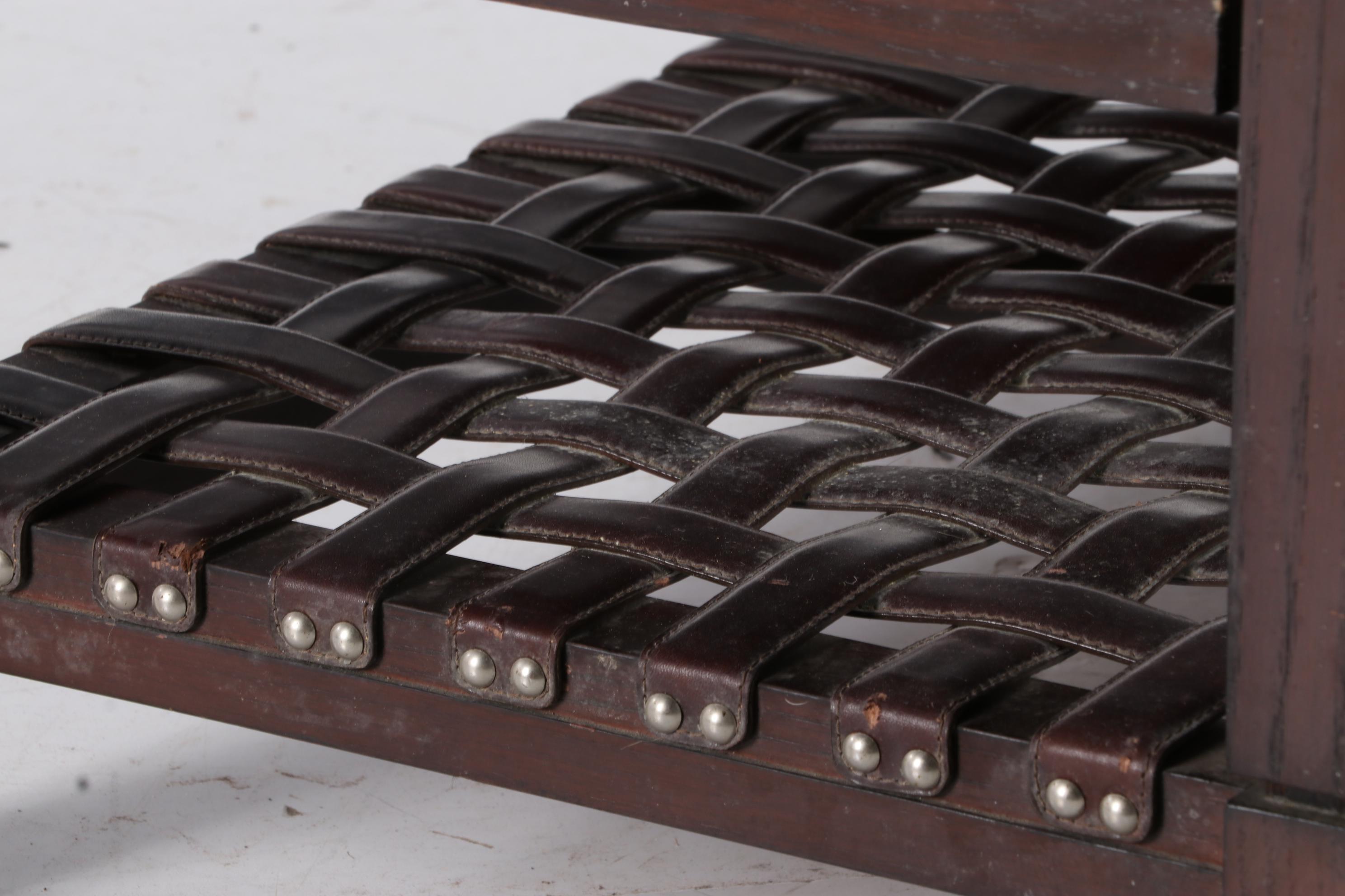 Eric Brand for Mulholland Brothers Hardwood and Brown Leather Two-Tier Bench