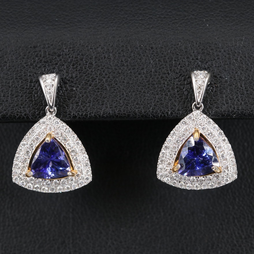 14K 2.32 CTW Tanzanite and Diamond Earrings