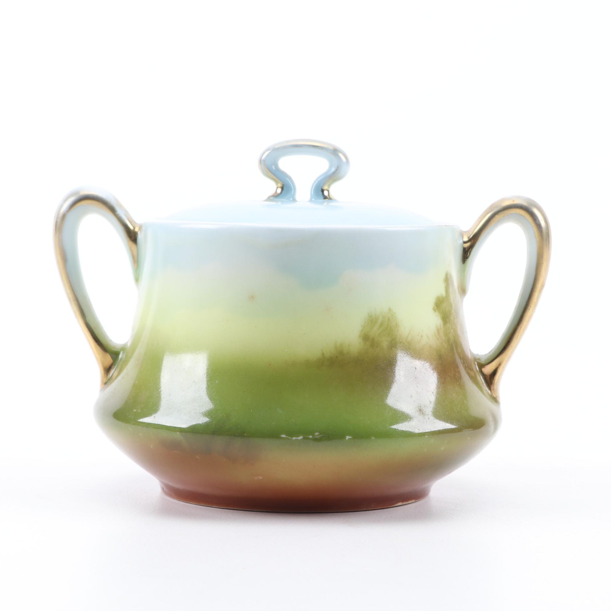 Royal Bayreuth Rooster Themed Porcelain Creamer and Sugar, Early 20th C.