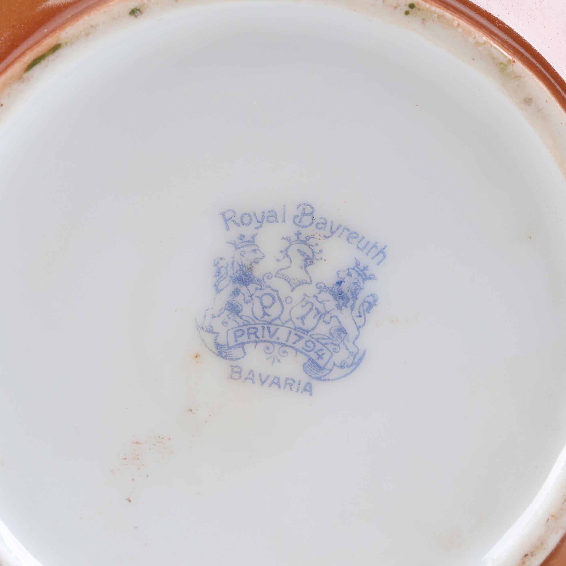 Royal Bayreuth Rooster Themed Porcelain Creamer and Sugar, Early 20th C.