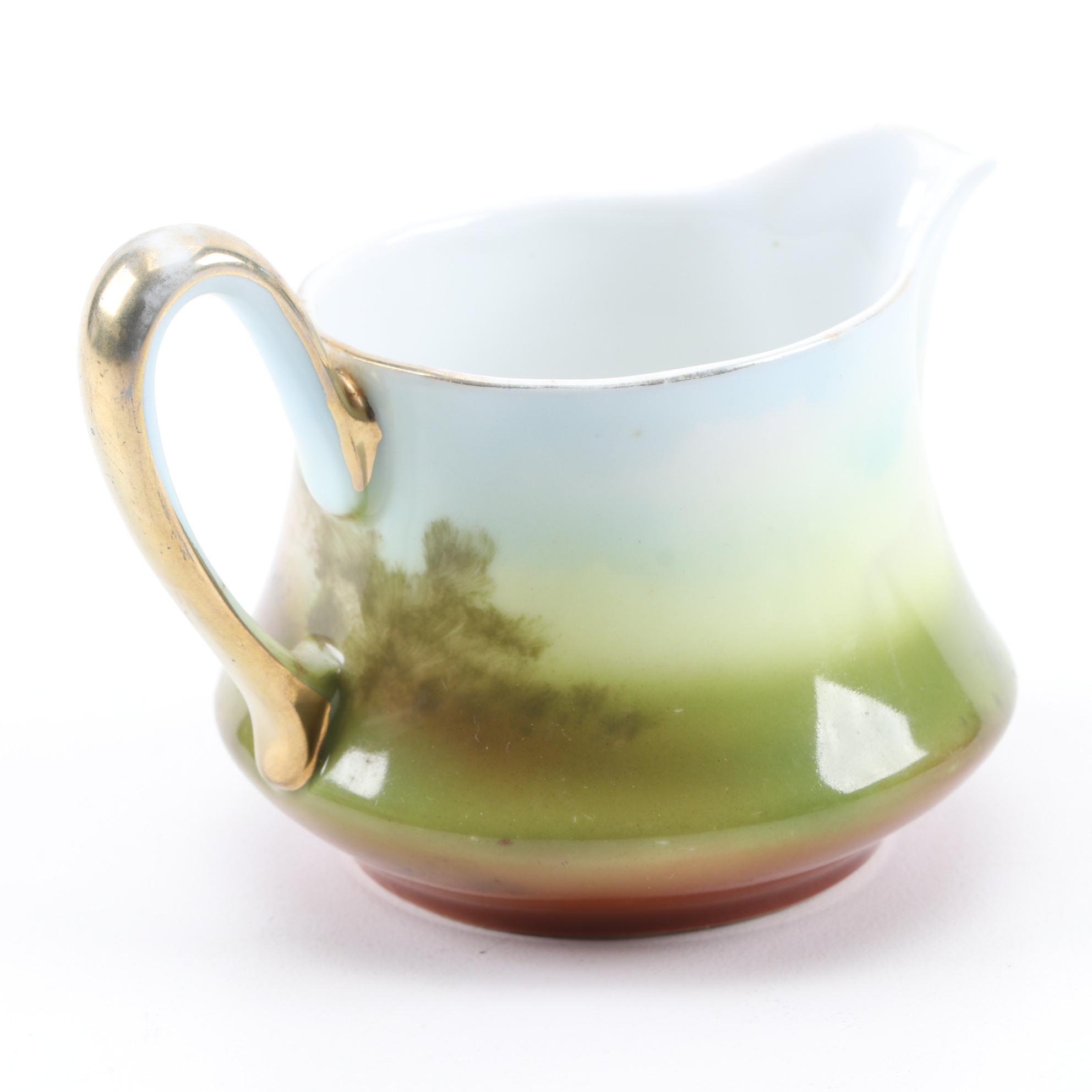 Royal Bayreuth Rooster Themed Porcelain Creamer and Sugar, Early 20th C.