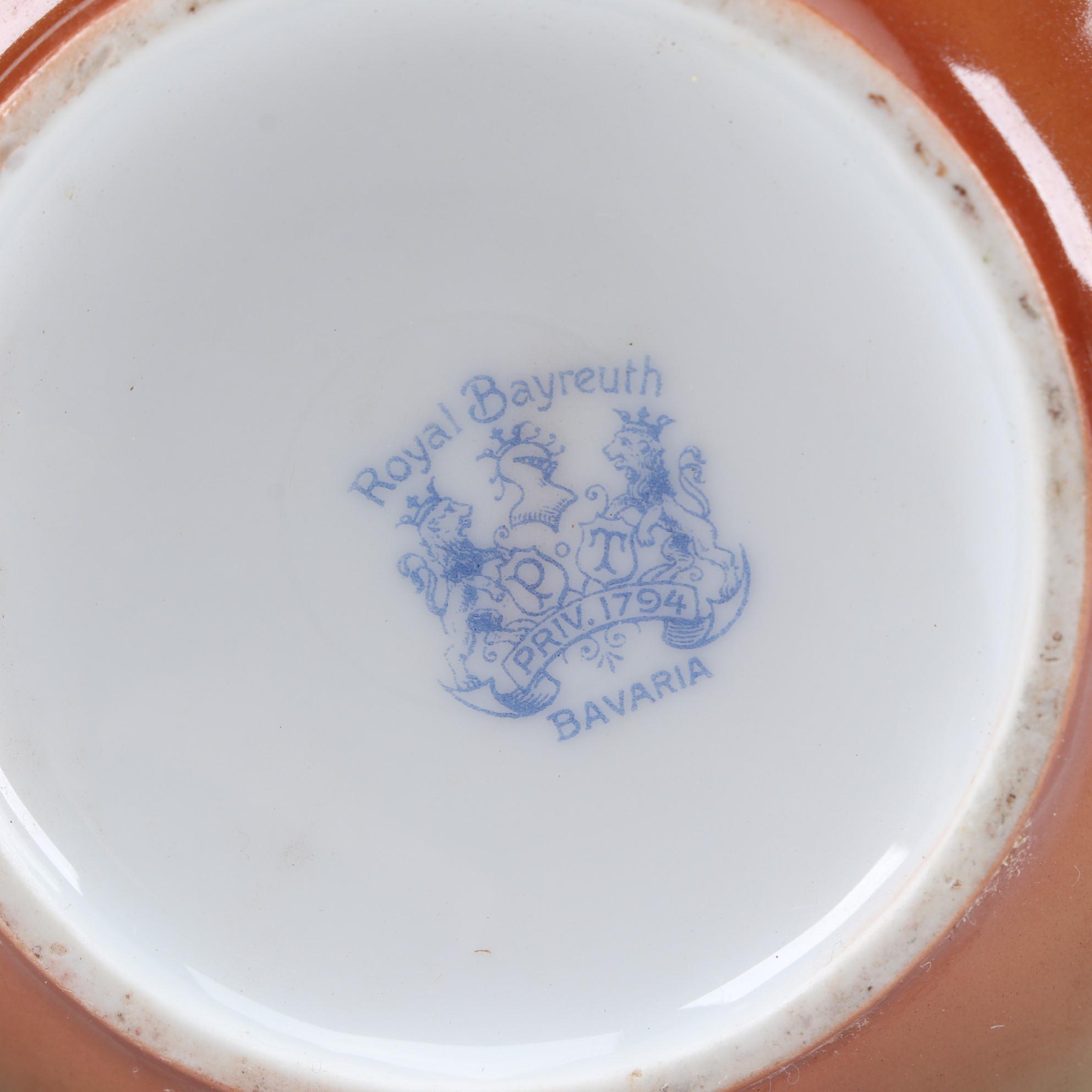 Royal Bayreuth Rooster Themed Porcelain Creamer and Sugar, Early 20th C.