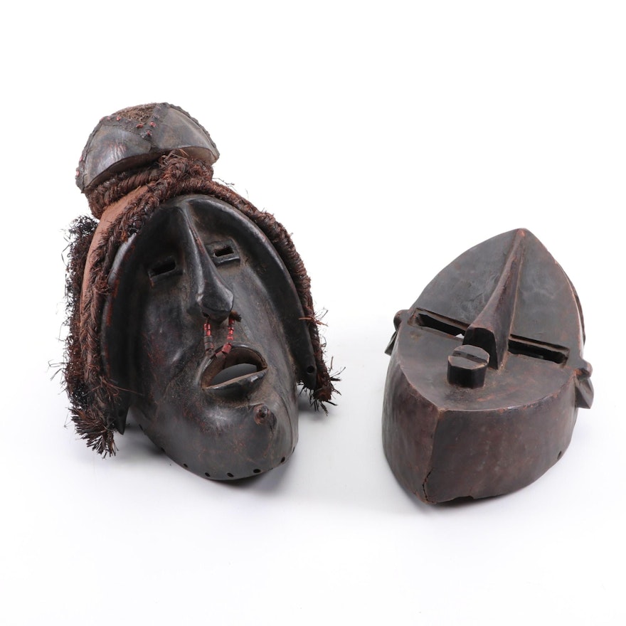 Lwalwa Style and Binji Style Wooden Mask, Democratic Republic of the Congo