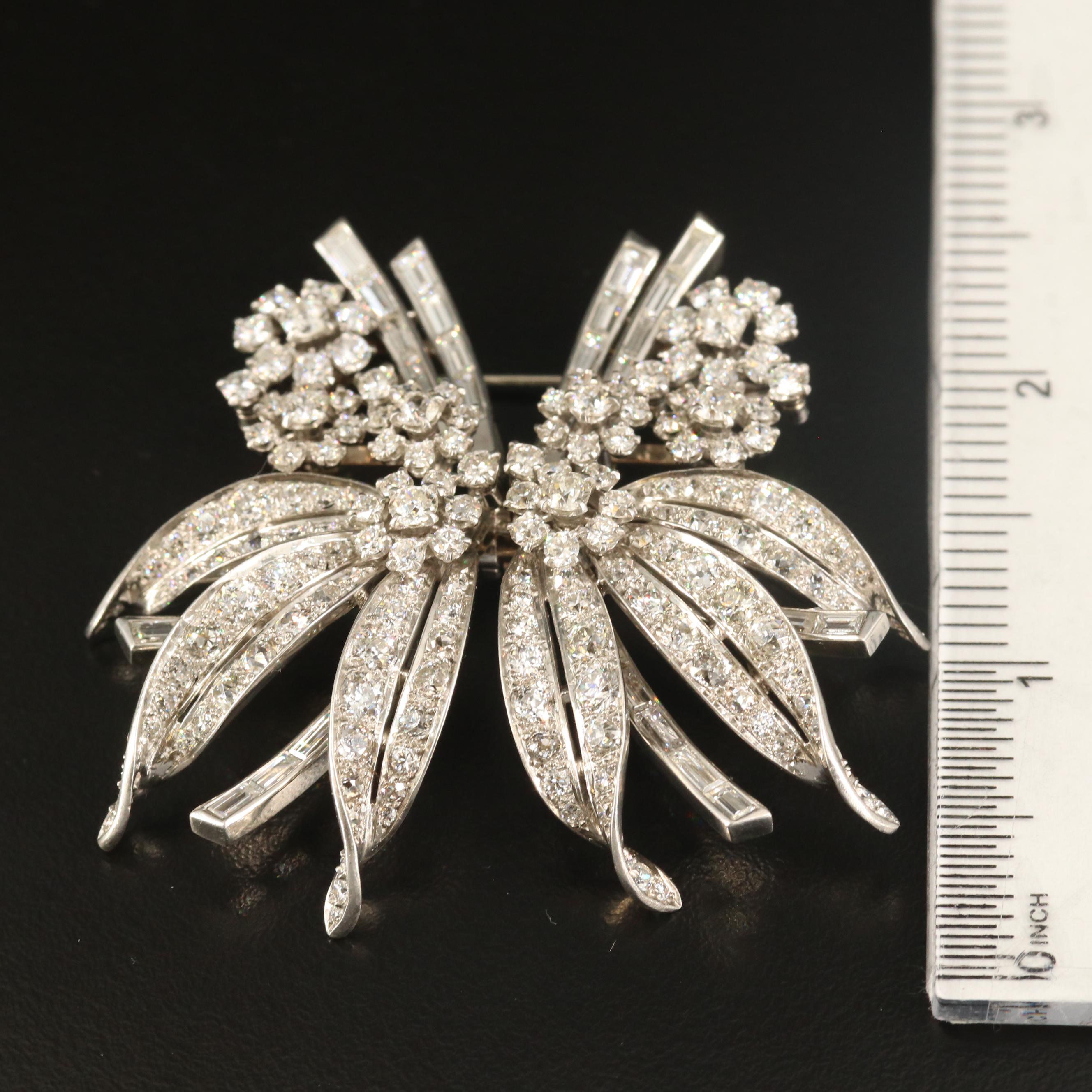 Vintage Platinum 11.63 CTW Diamond Converted Floral Spray Brooch