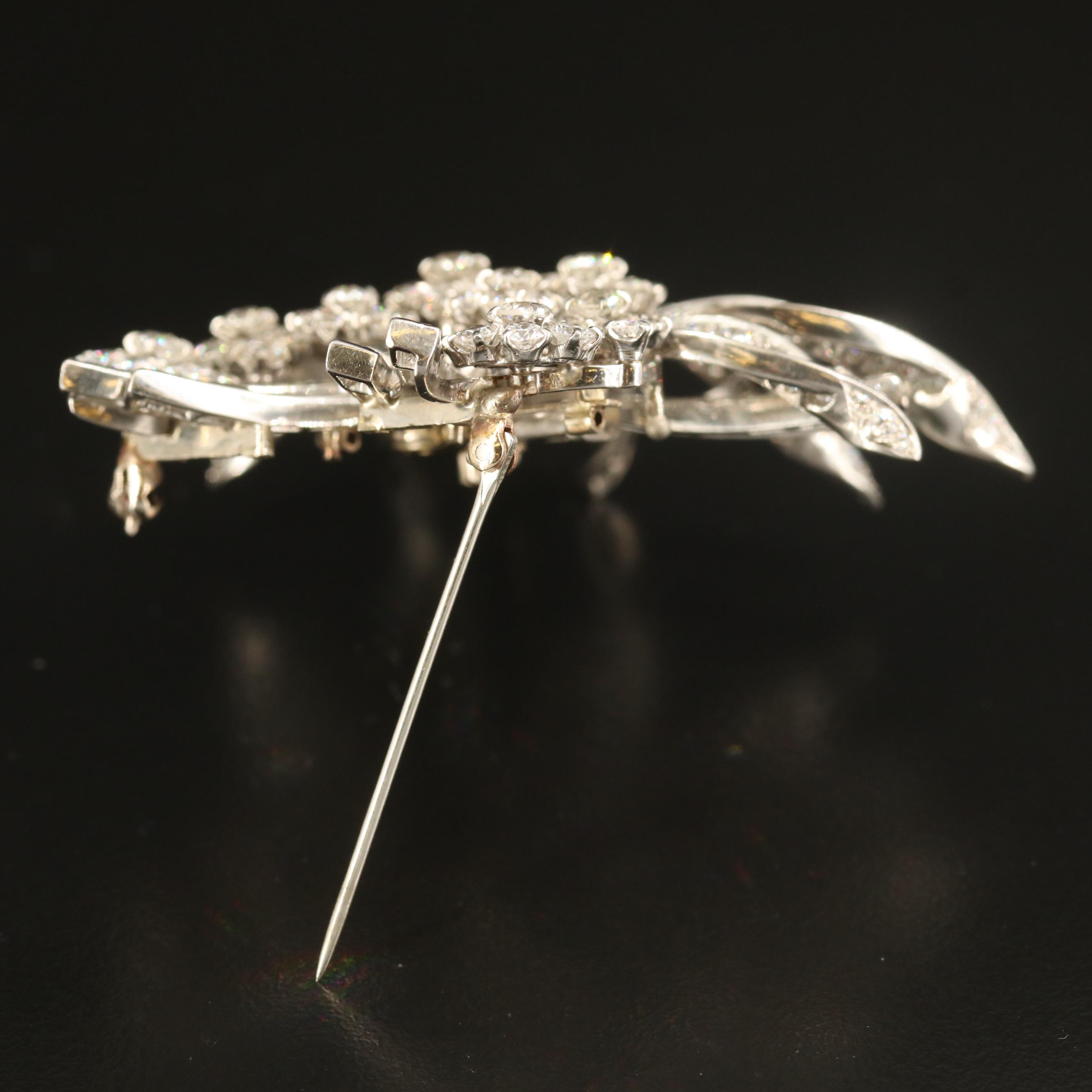 Vintage Platinum 11.63 CTW Diamond Converted Floral Spray Brooch