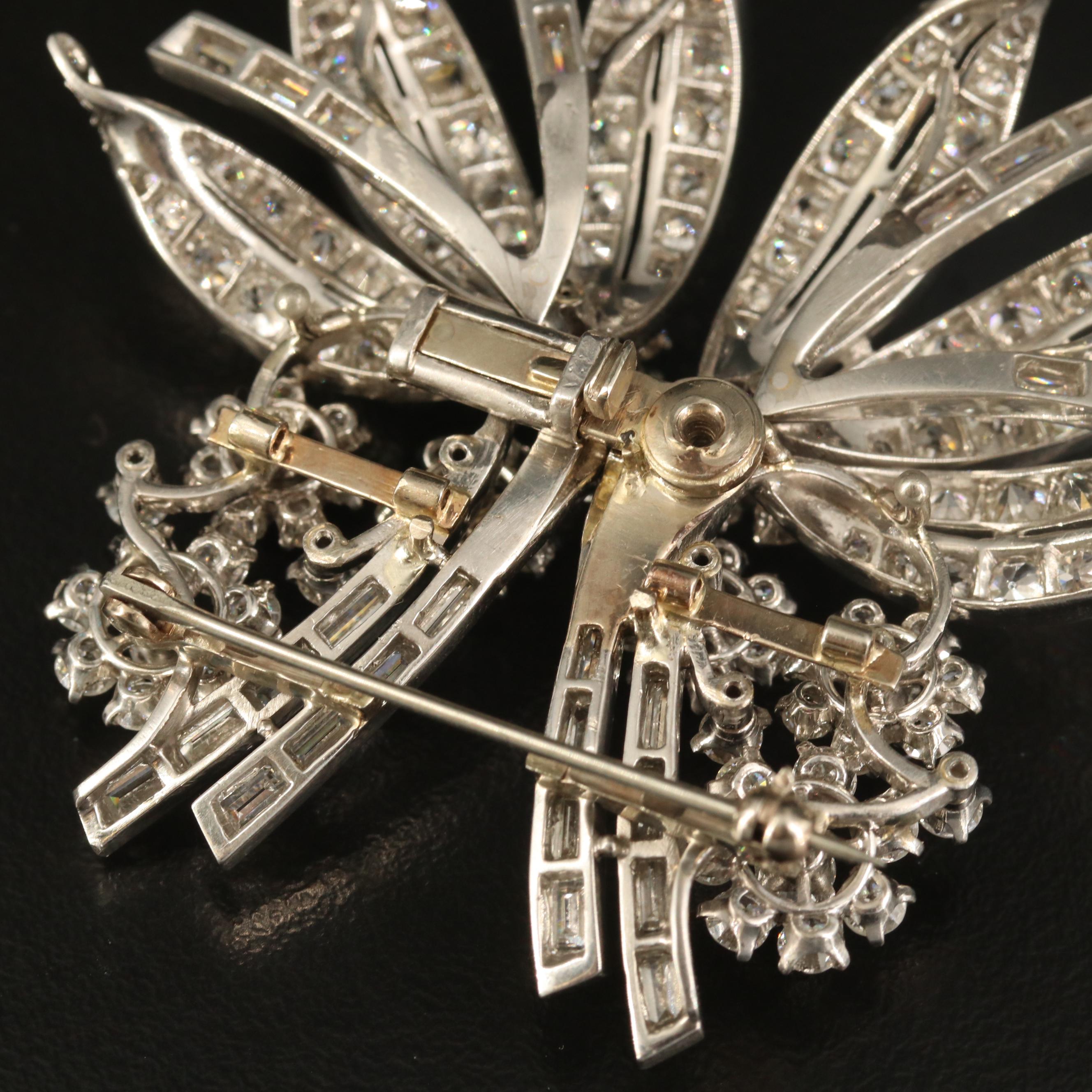 Vintage Platinum 11.63 CTW Diamond Converted Floral Spray Brooch
