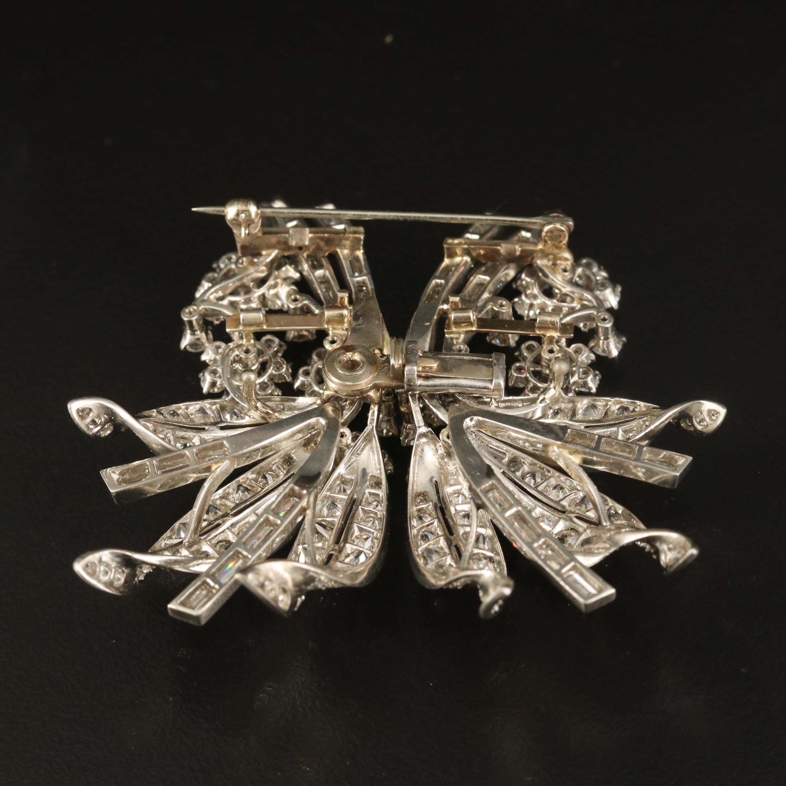 Vintage Platinum 11.63 CTW Diamond Converted Floral Spray Brooch