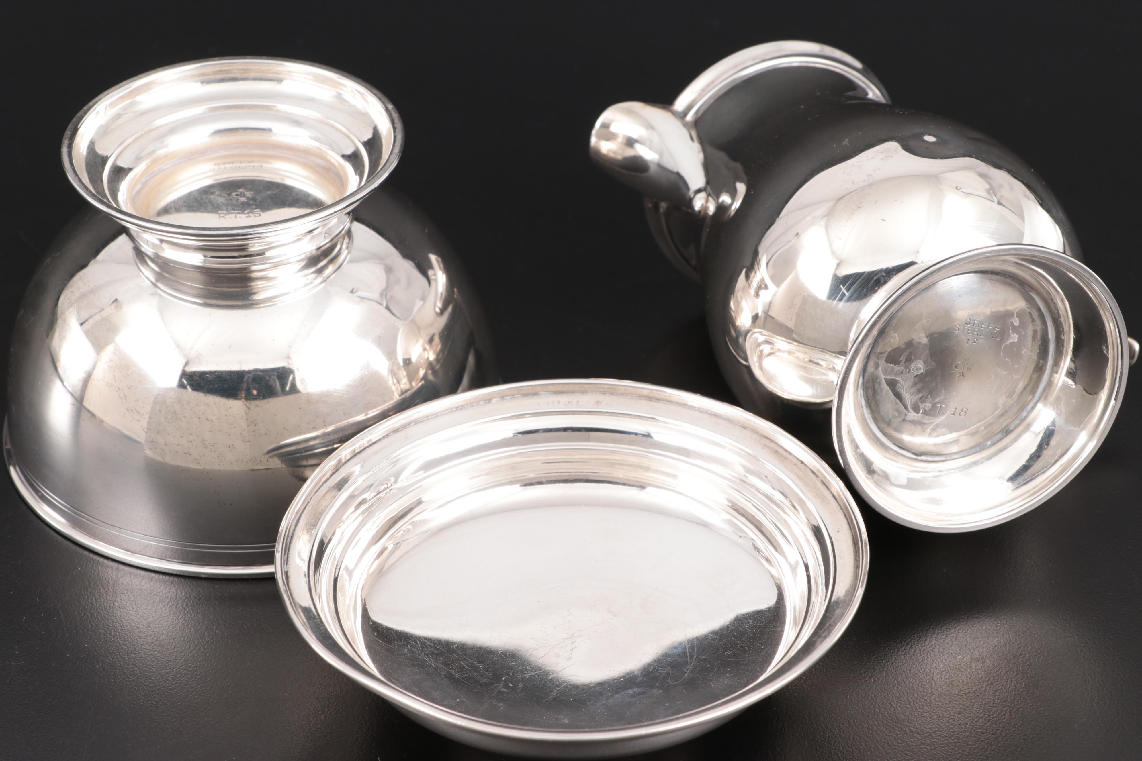 Stieff "Williamsburg" Sterling Silver Coffee Service with Wallace "Alden" Tray