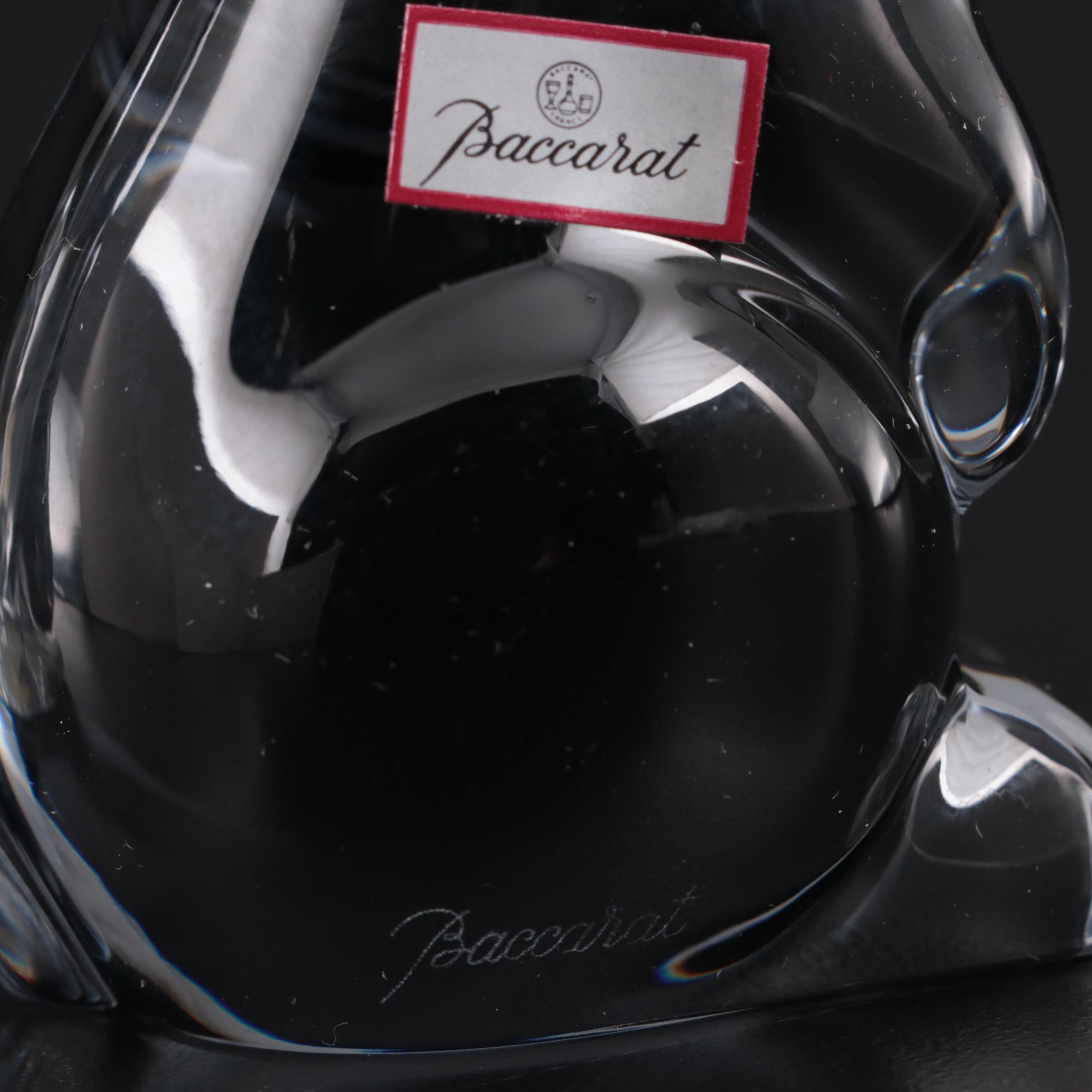 Baccarat "Egyptian Cat" and "Rabbit Sitting" Crystal Figurines