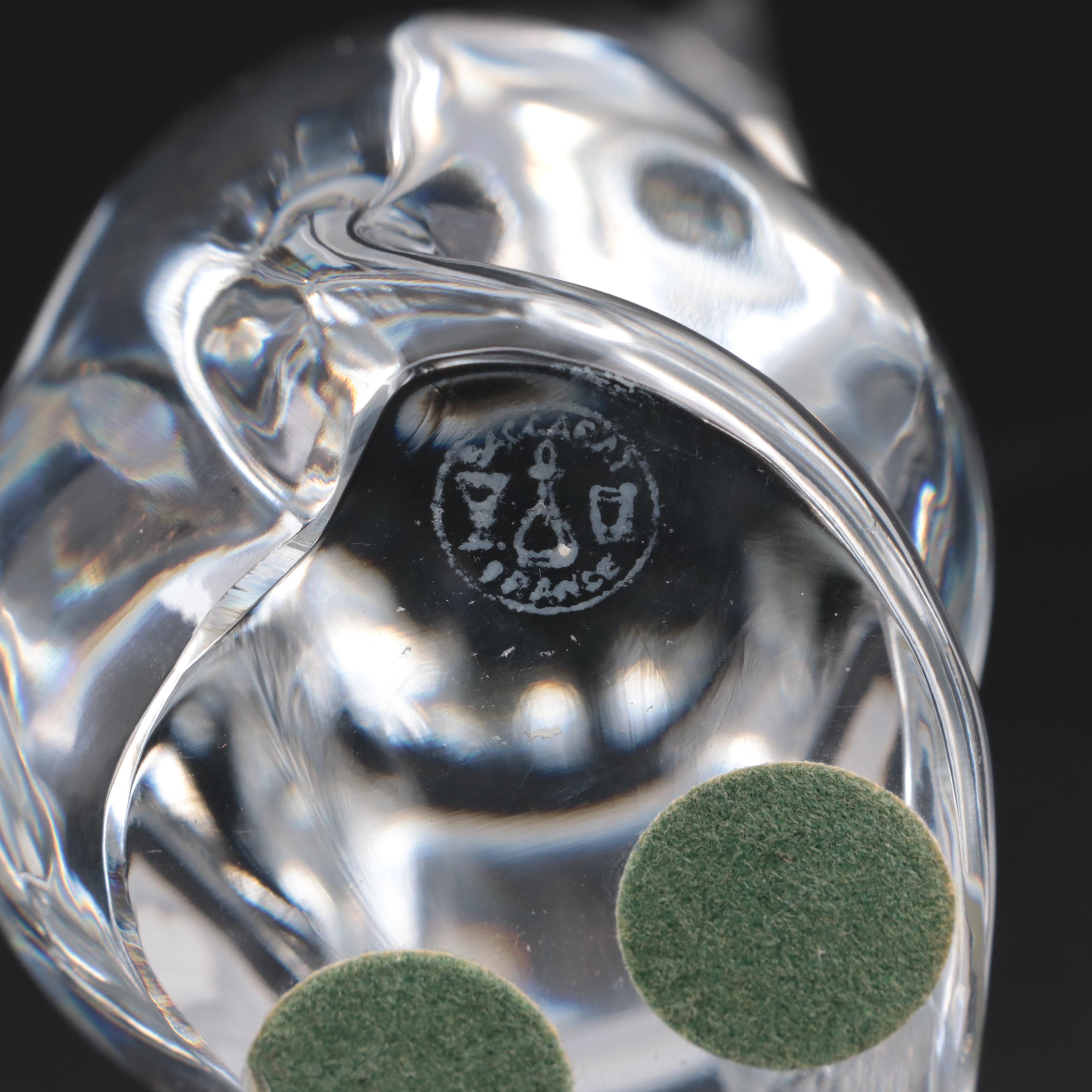 Baccarat "Egyptian Cat" and "Rabbit Sitting" Crystal Figurines