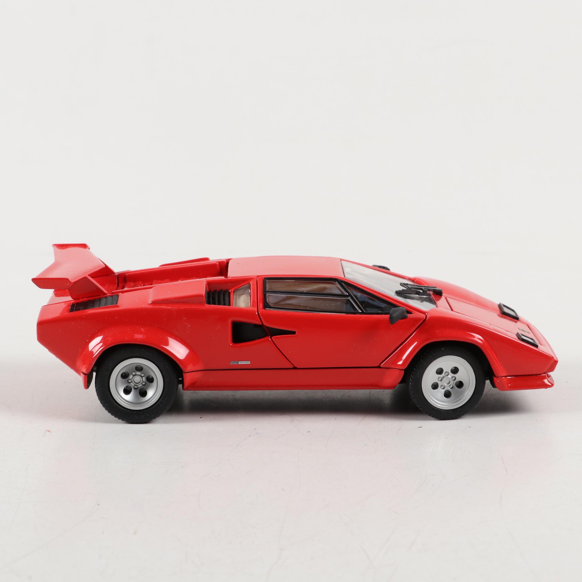 Lamborghini Countach, London Bus, and Other Diecast Model Cars