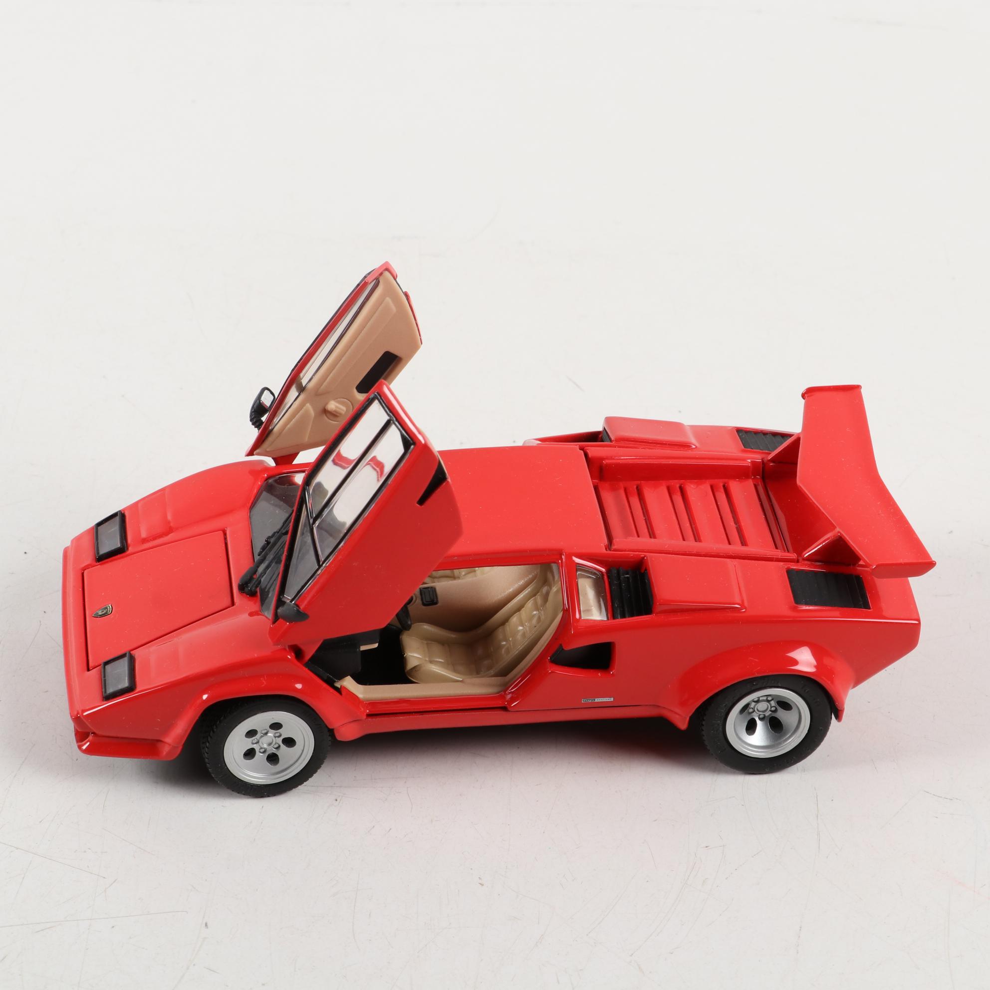 Lamborghini Countach, London Bus, and Other Diecast Model Cars