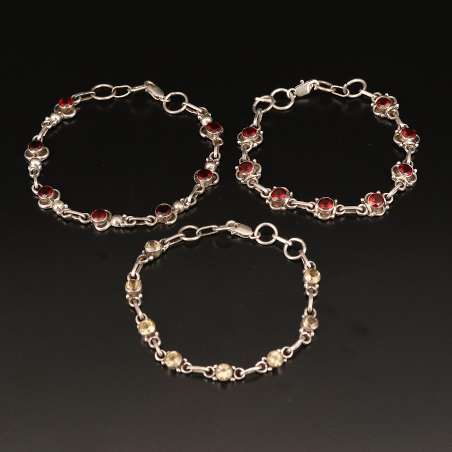 Sterling Garnet and Citrine Bracelets