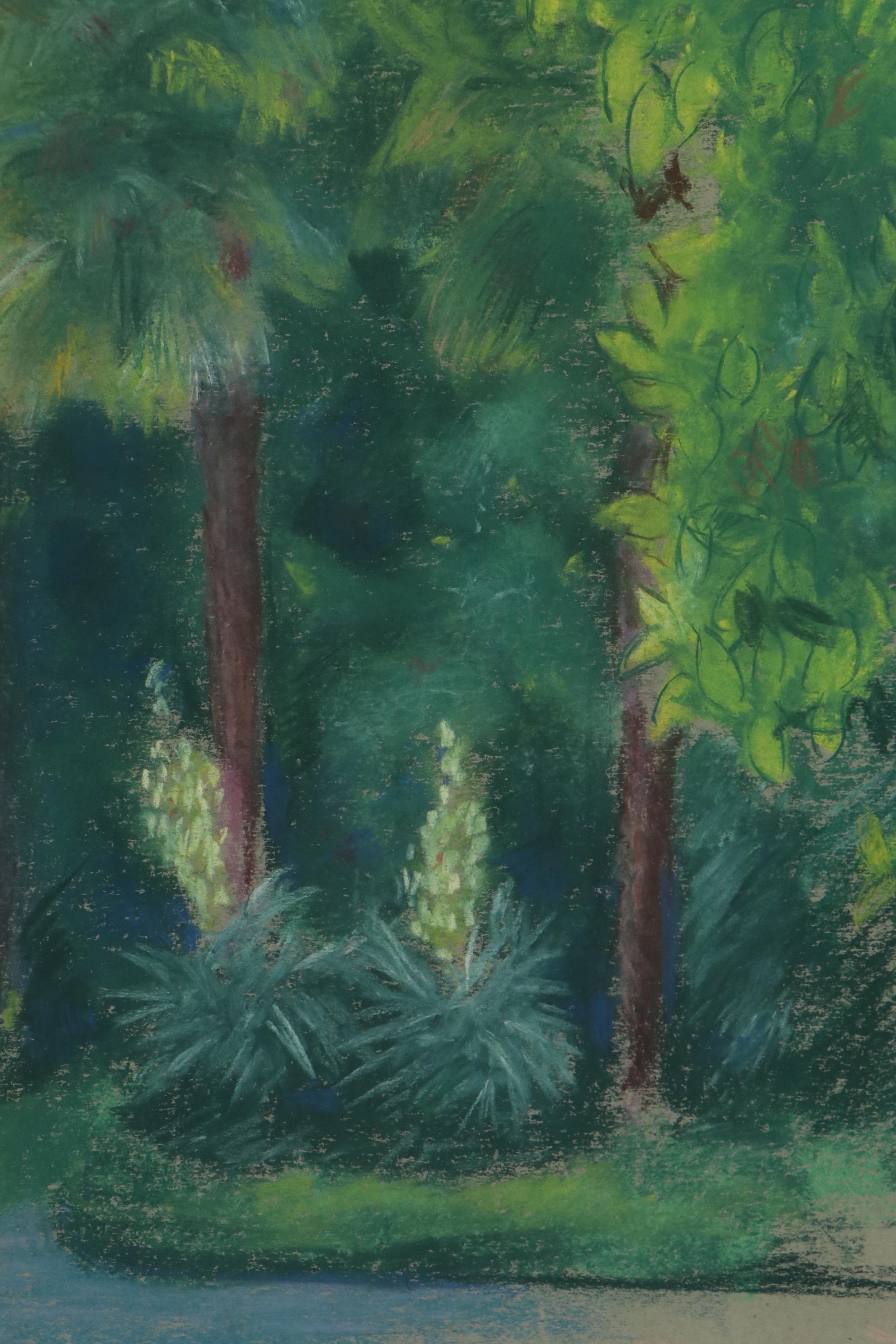 Rabbi Frederick Solomon Forested Landscape Pastel Drawings, Mid-20th Century