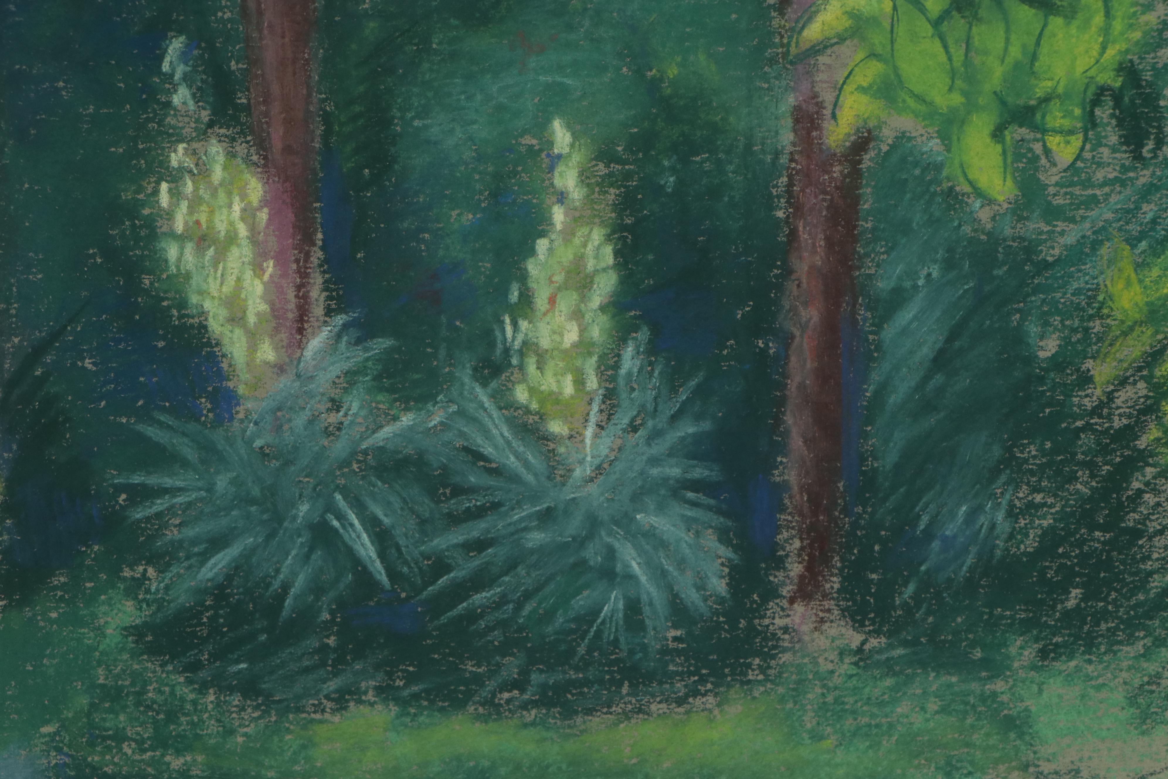 Rabbi Frederick Solomon Forested Landscape Pastel Drawings, Mid-20th Century