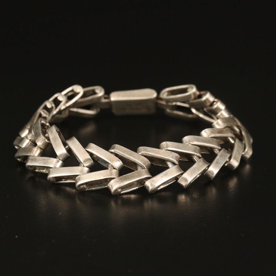 Sterling Chevron Link Bracelet