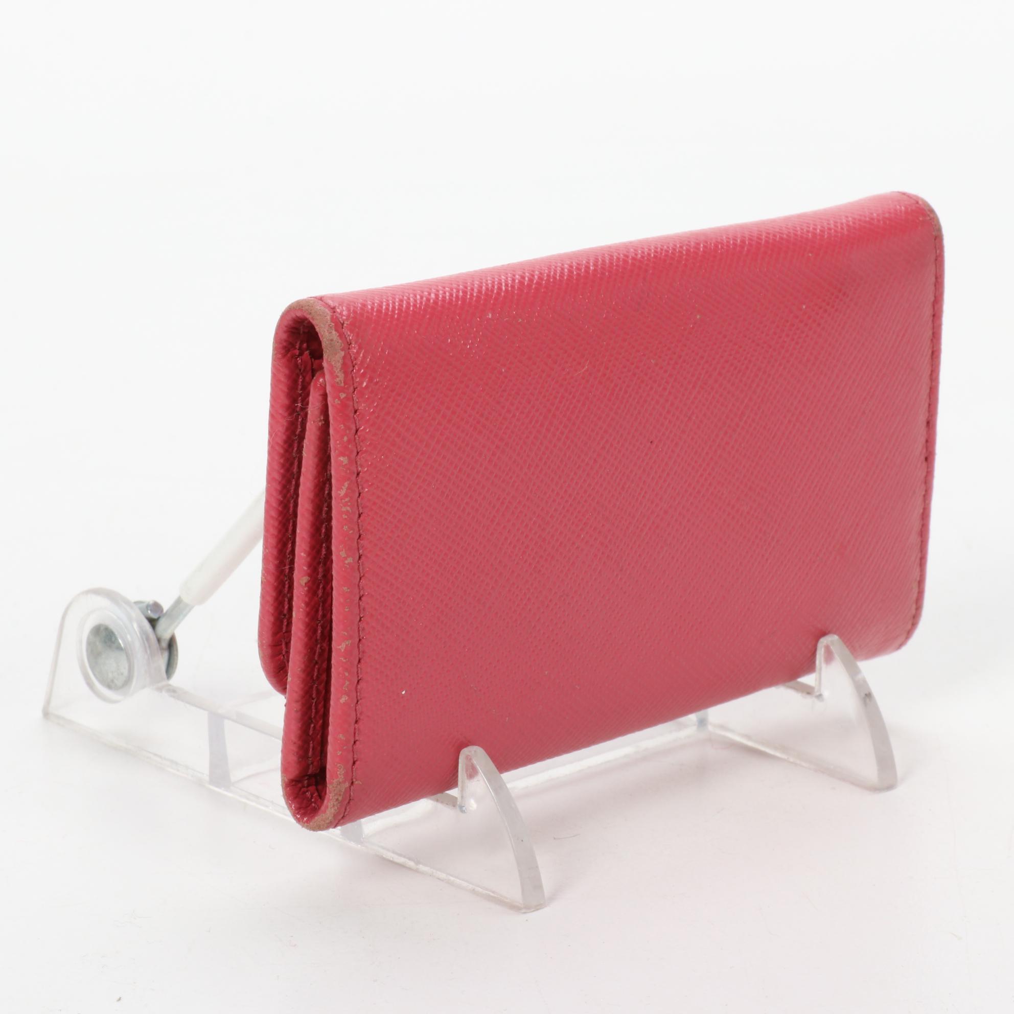 Prada Six-Key Hook Case in Coral Pink Saffiano Leather