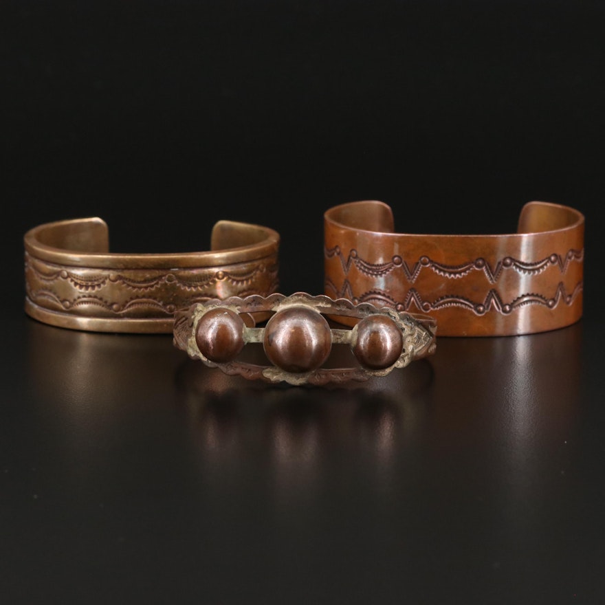 Copper and Brass Stampwork Cuffs