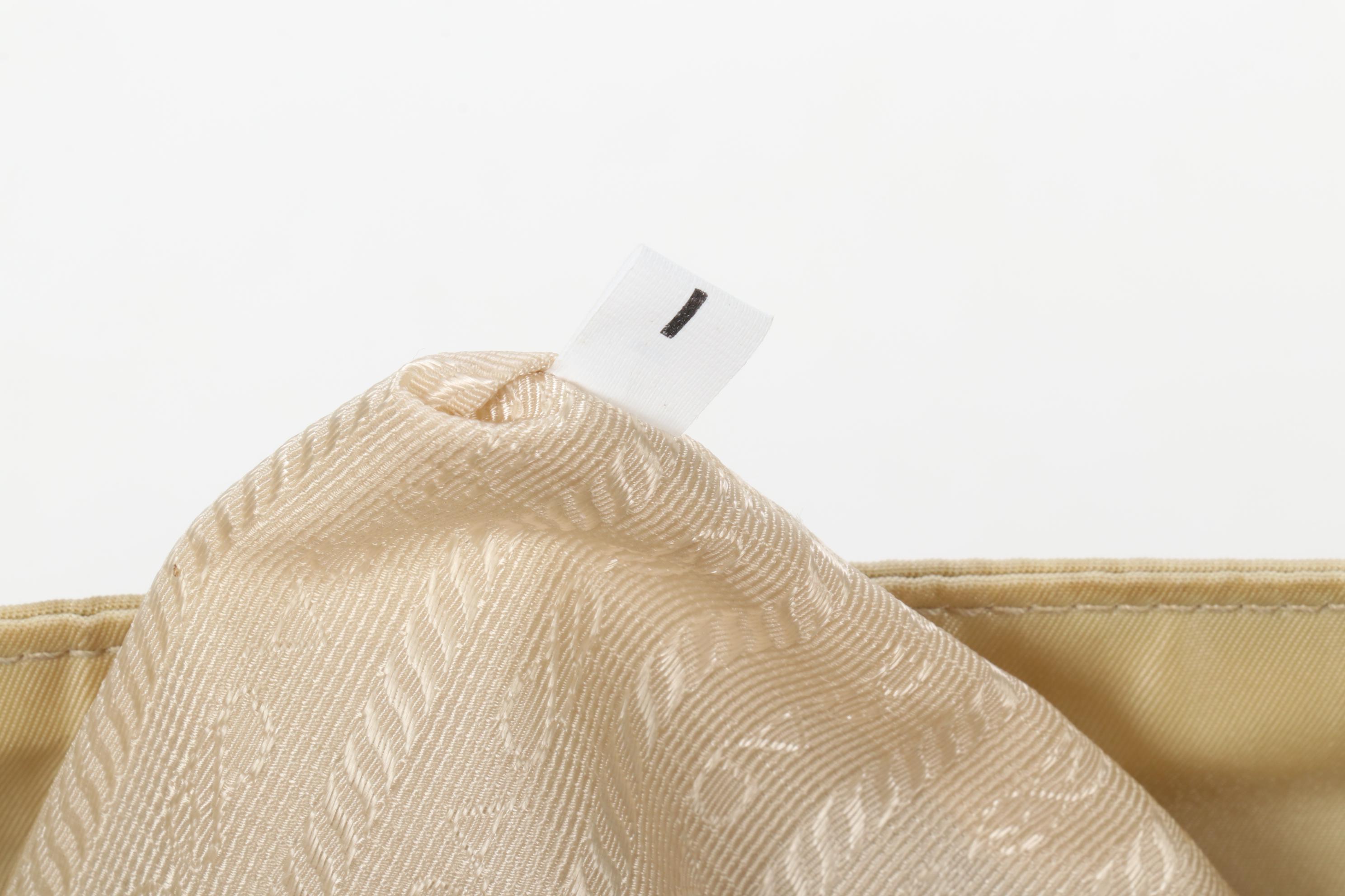 Prada Beige Tessuto Nylon Tote with Leather Interwoven Acetate Chain Link Strap