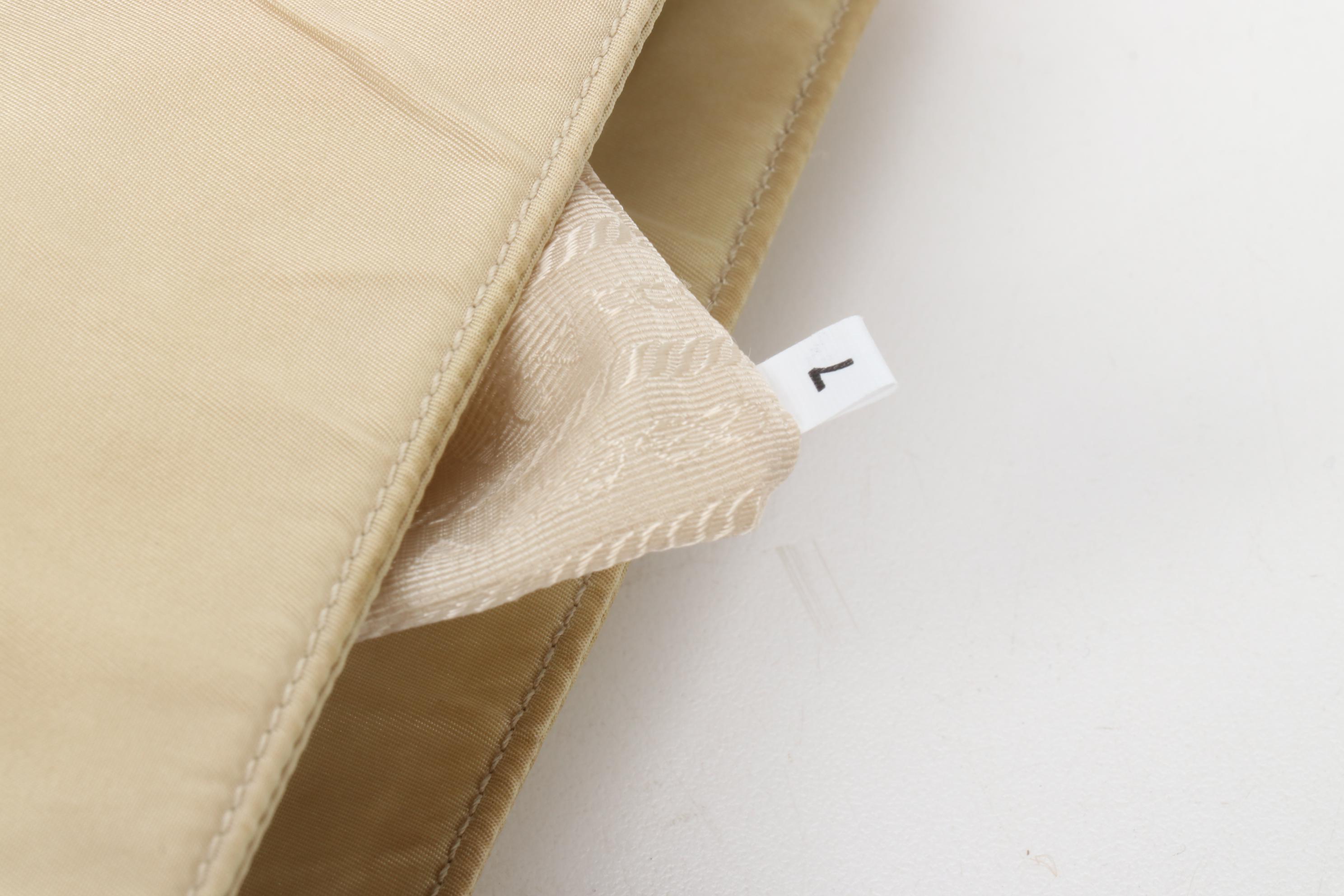 Prada Beige Tessuto Nylon Tote with Leather Interwoven Acetate Chain Link Strap