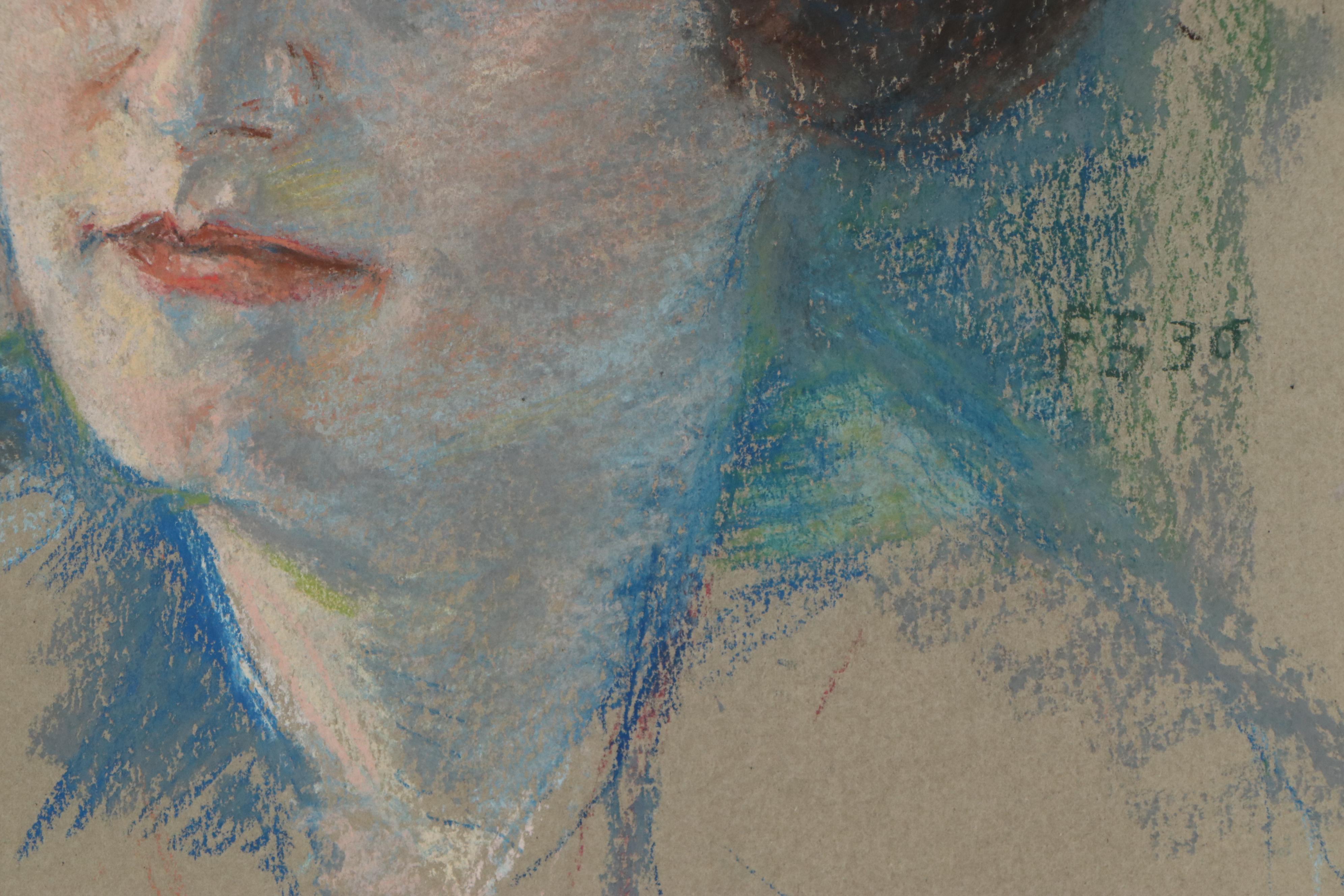 Rabbi Frederick Solomon Portrait Pastel Drawings, Early 20th Century