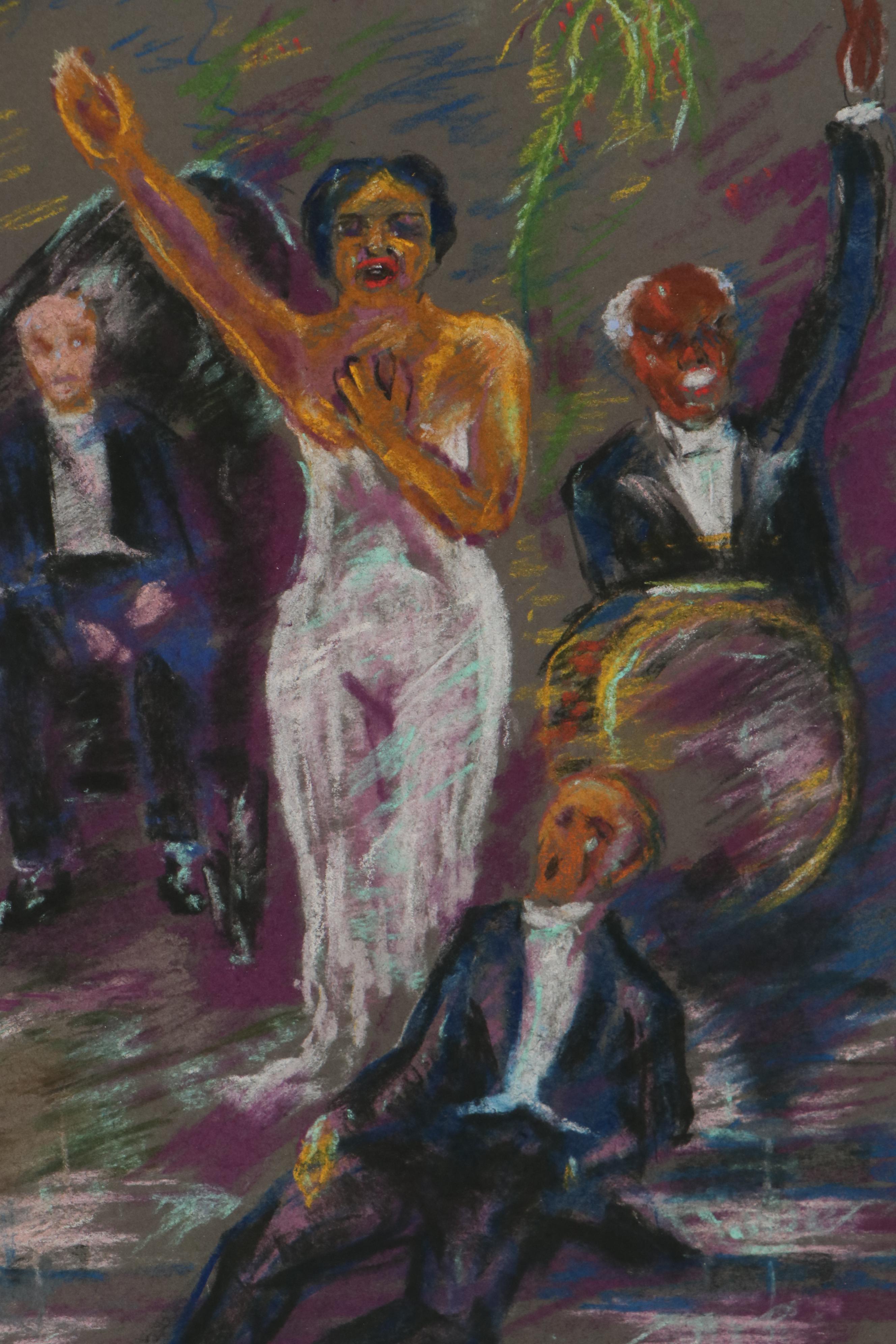 Rabbi Frederick Solomon Figural and Landscape Pastel Drawing, Early 20th Century