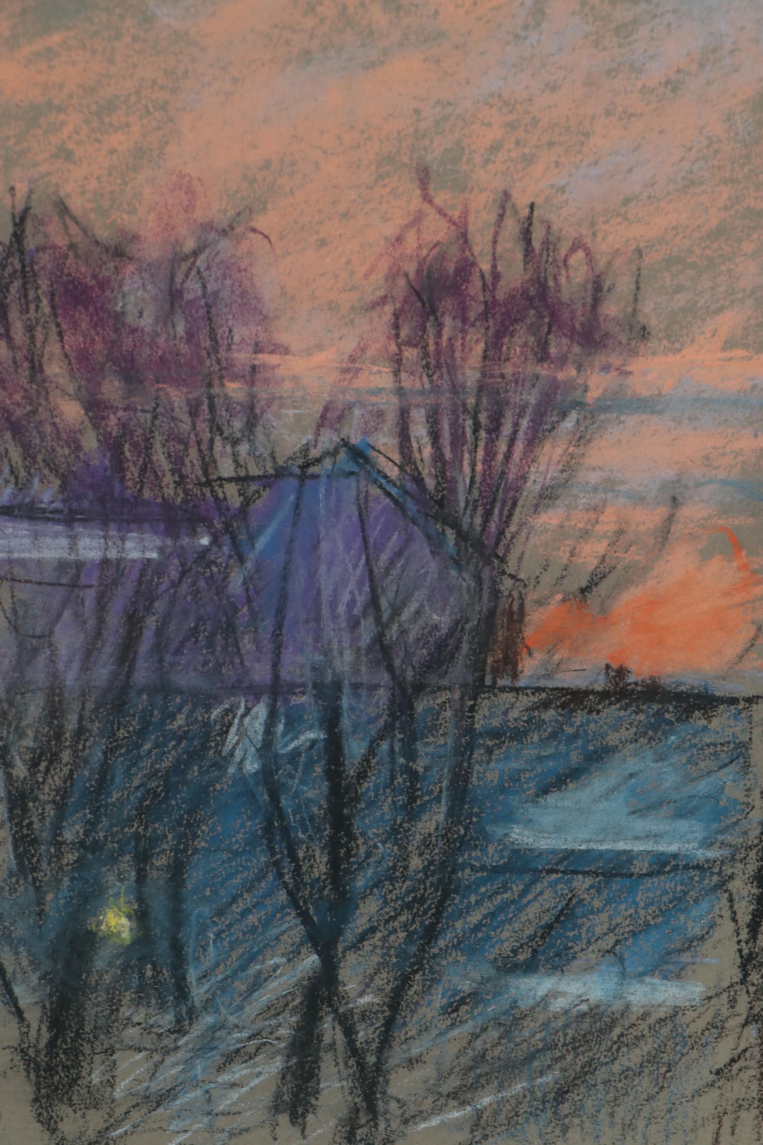 Rabbi Frederick Solomon Figural and Landscape Pastel Drawing, Early 20th Century