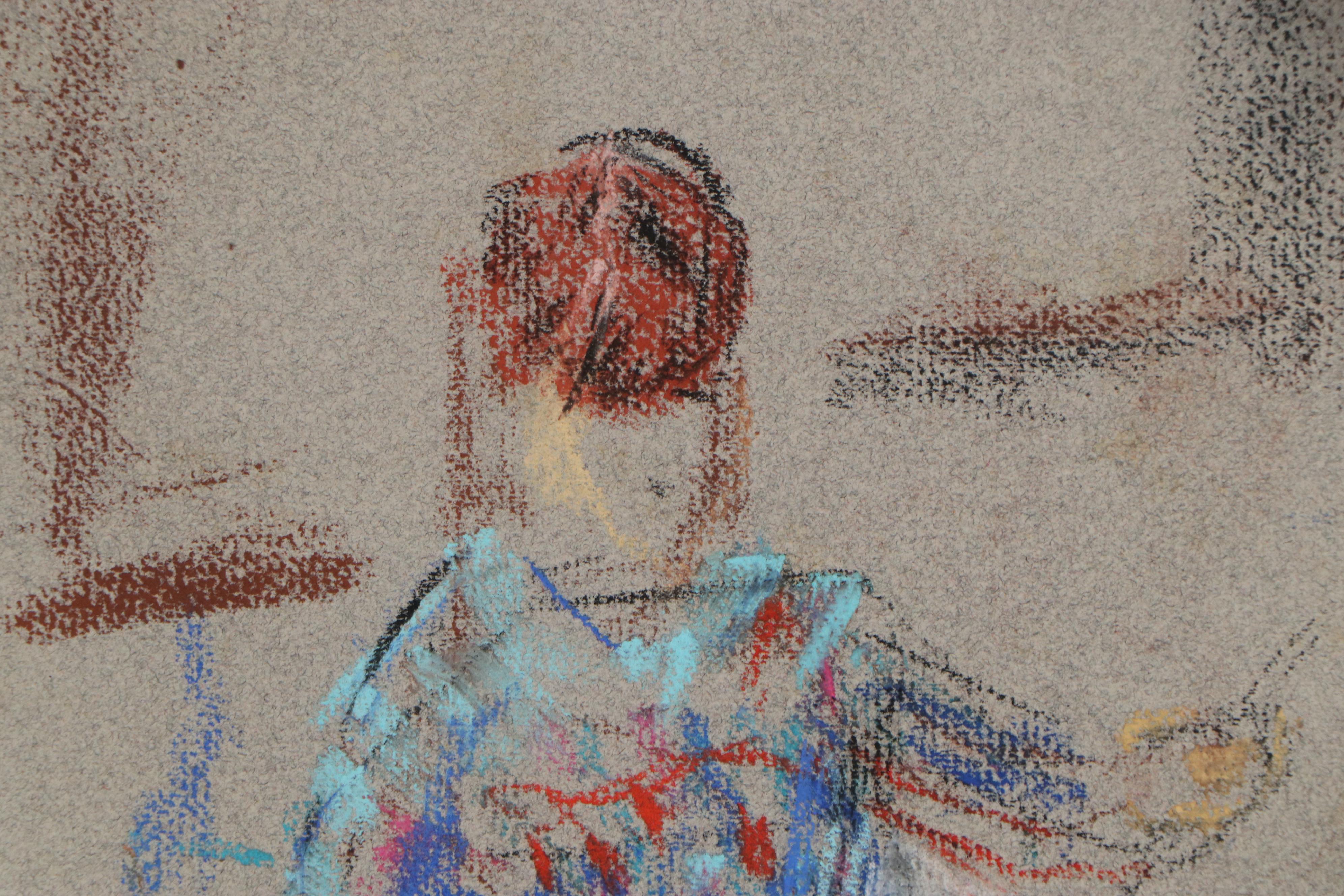 Rabbi Frederick Solomon Figural and Landscape Pastel Drawing, Early 20th Century