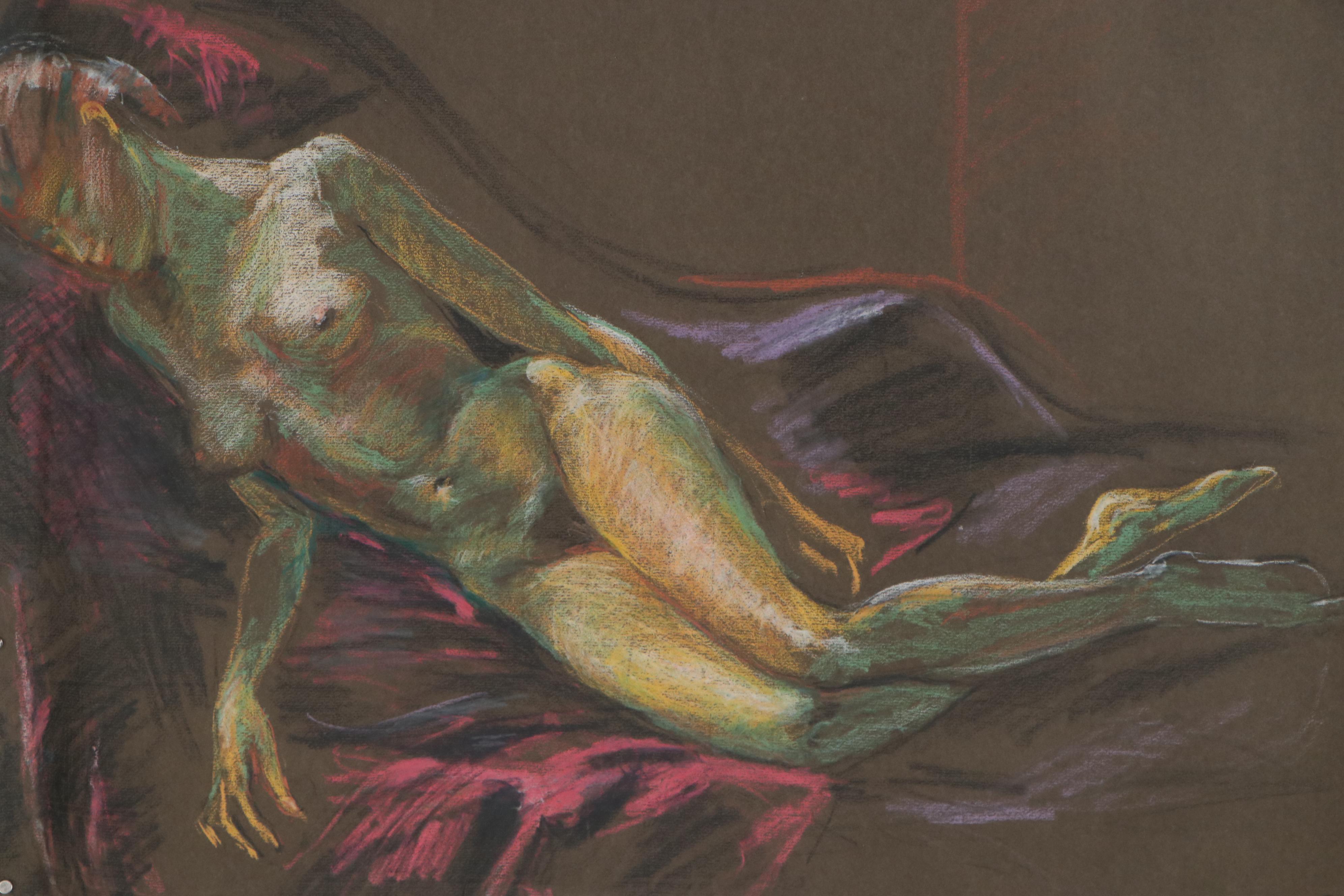 Rabbi Frederick Solomon Nude Figural Pastel Drawings, Mid-20th Century
