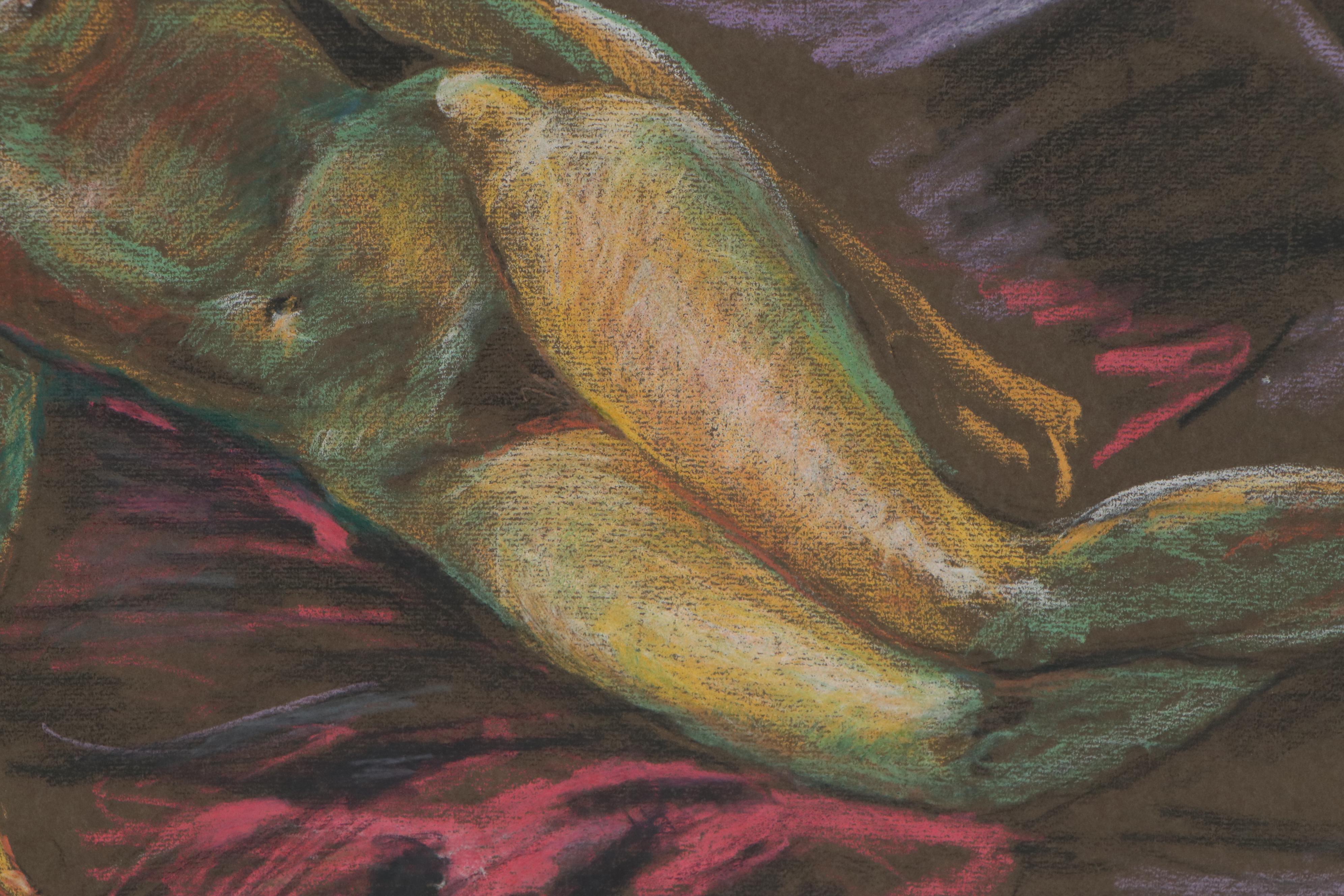 Rabbi Frederick Solomon Nude Figural Pastel Drawings, Mid-20th Century