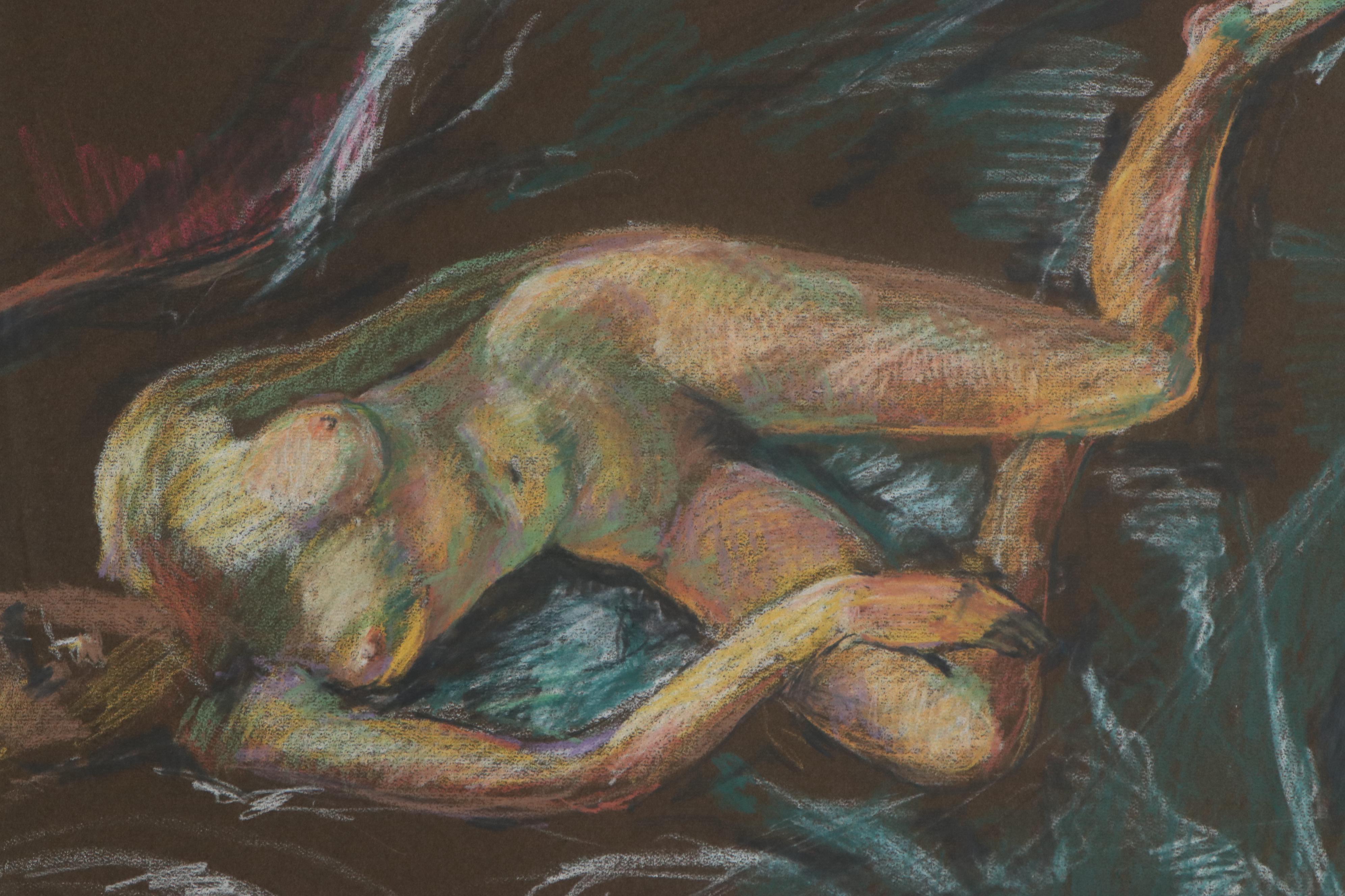 Rabbi Frederick Solomon Nude Figural Pastel Drawings, Mid-20th Century